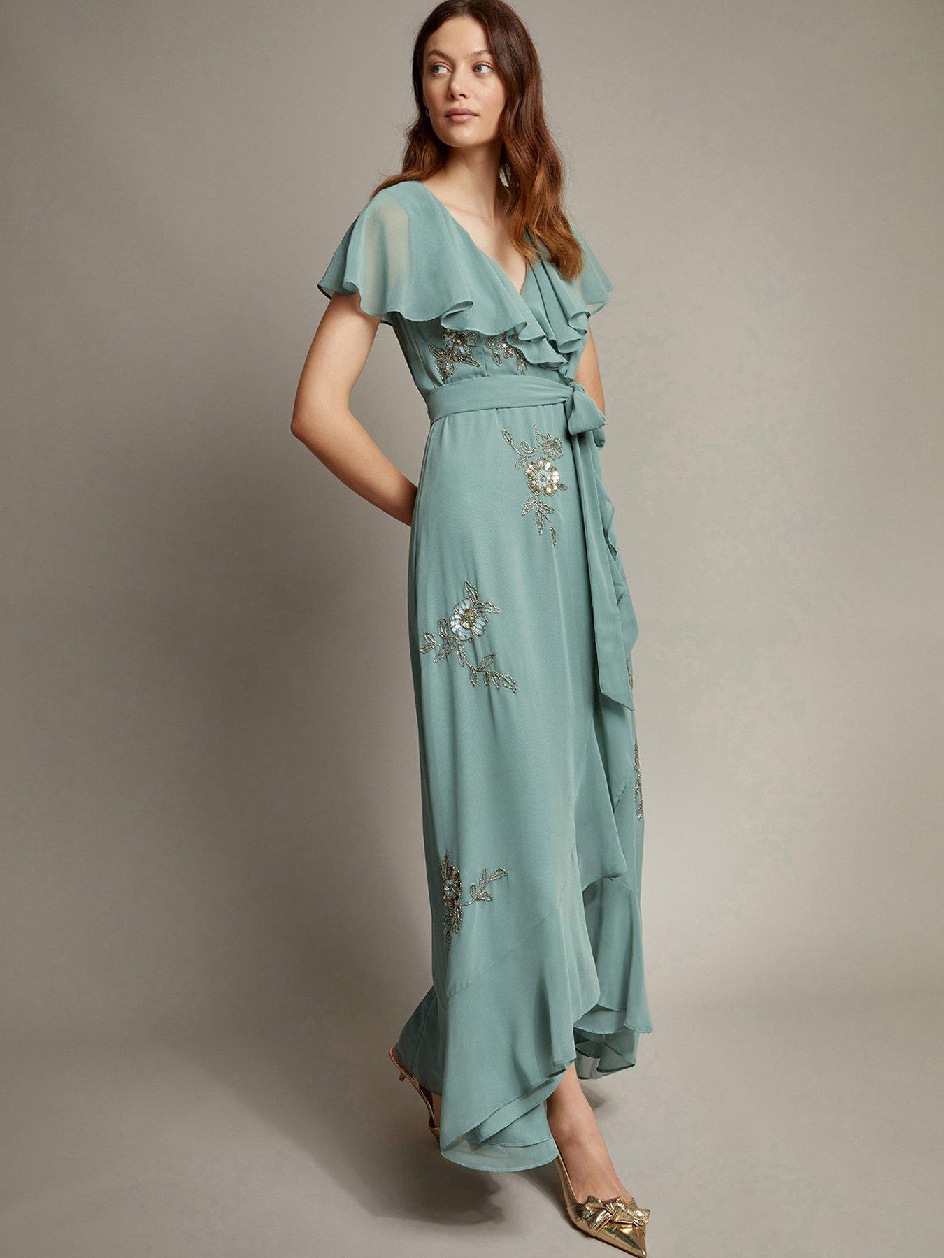 Monsoon Ausha Wrap Dress Green Very Ireland