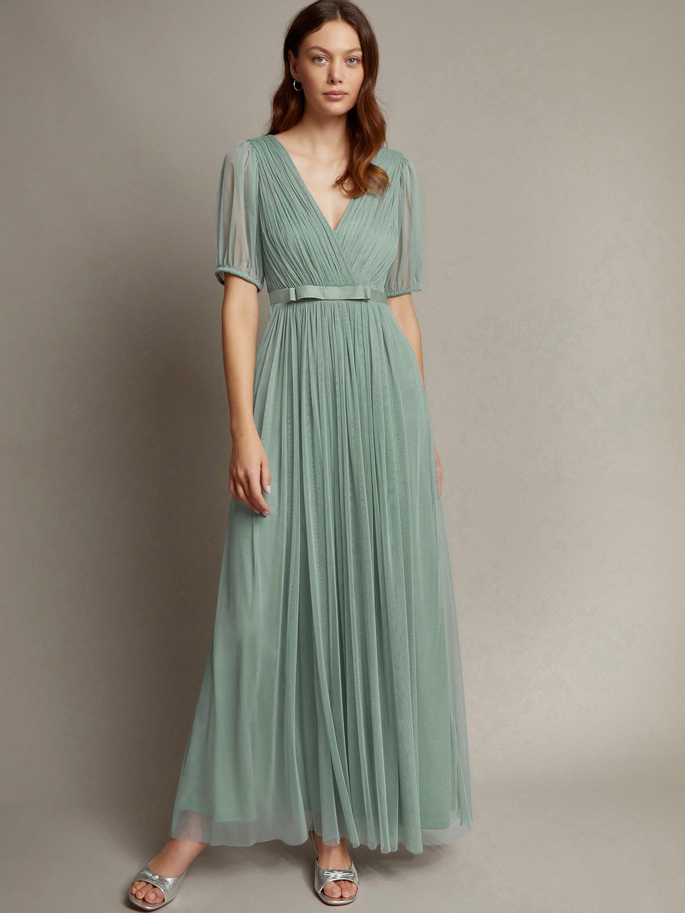 Image 1 of 5 of Monsoon Ellie Maxi Dress Sage - Green