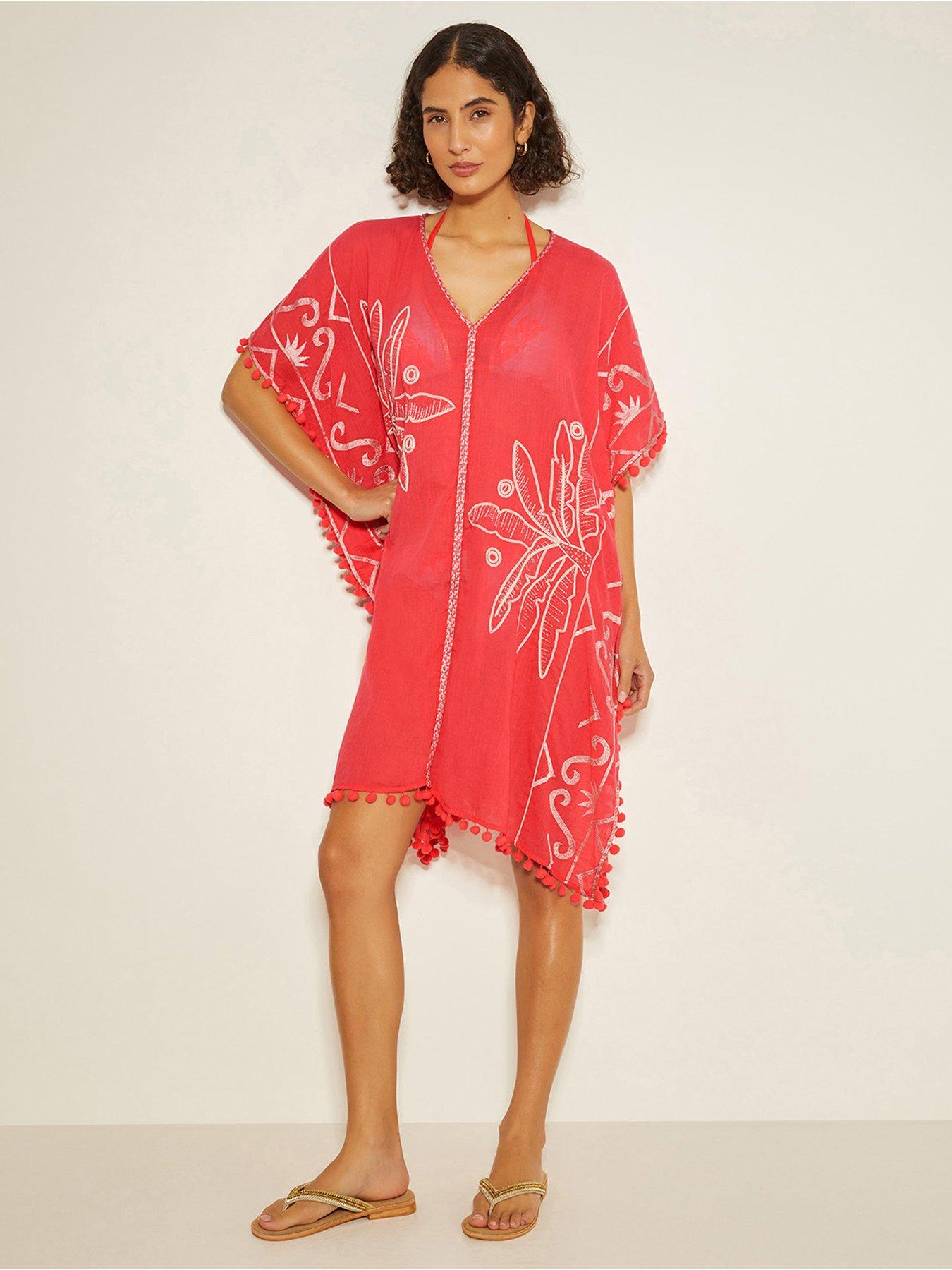 Image 1 of 4 of Monsoon Penny Tassel Kaftan - Pink