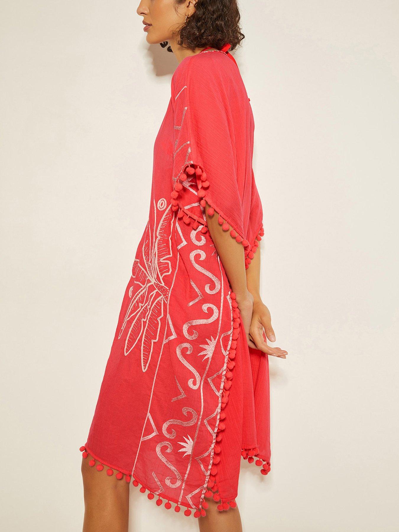 Image 3 of 4 of Monsoon Penny Tassel Kaftan - Pink
