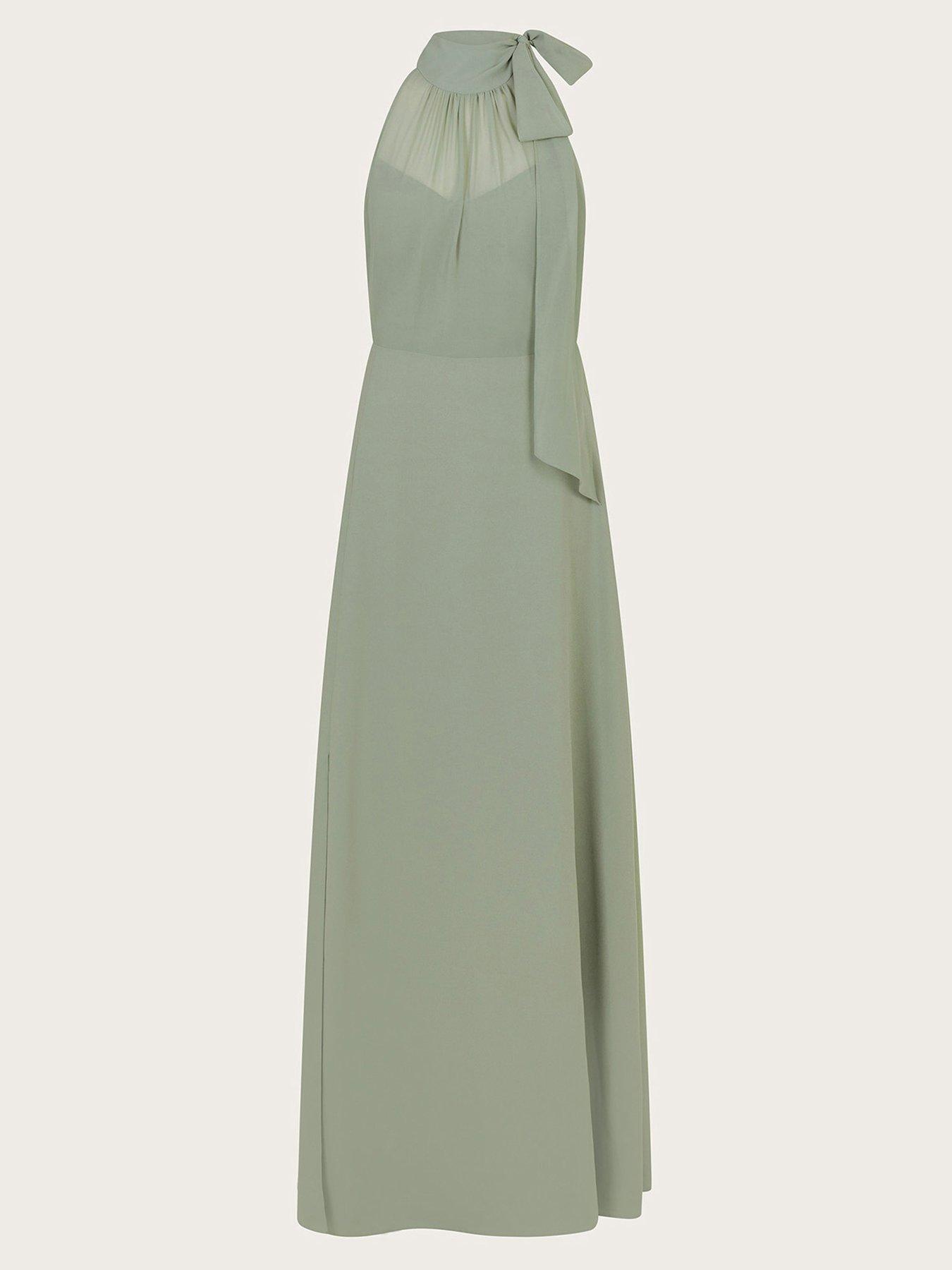 Image 3 of 5 of Monsoon Monica Halter Dress - Green