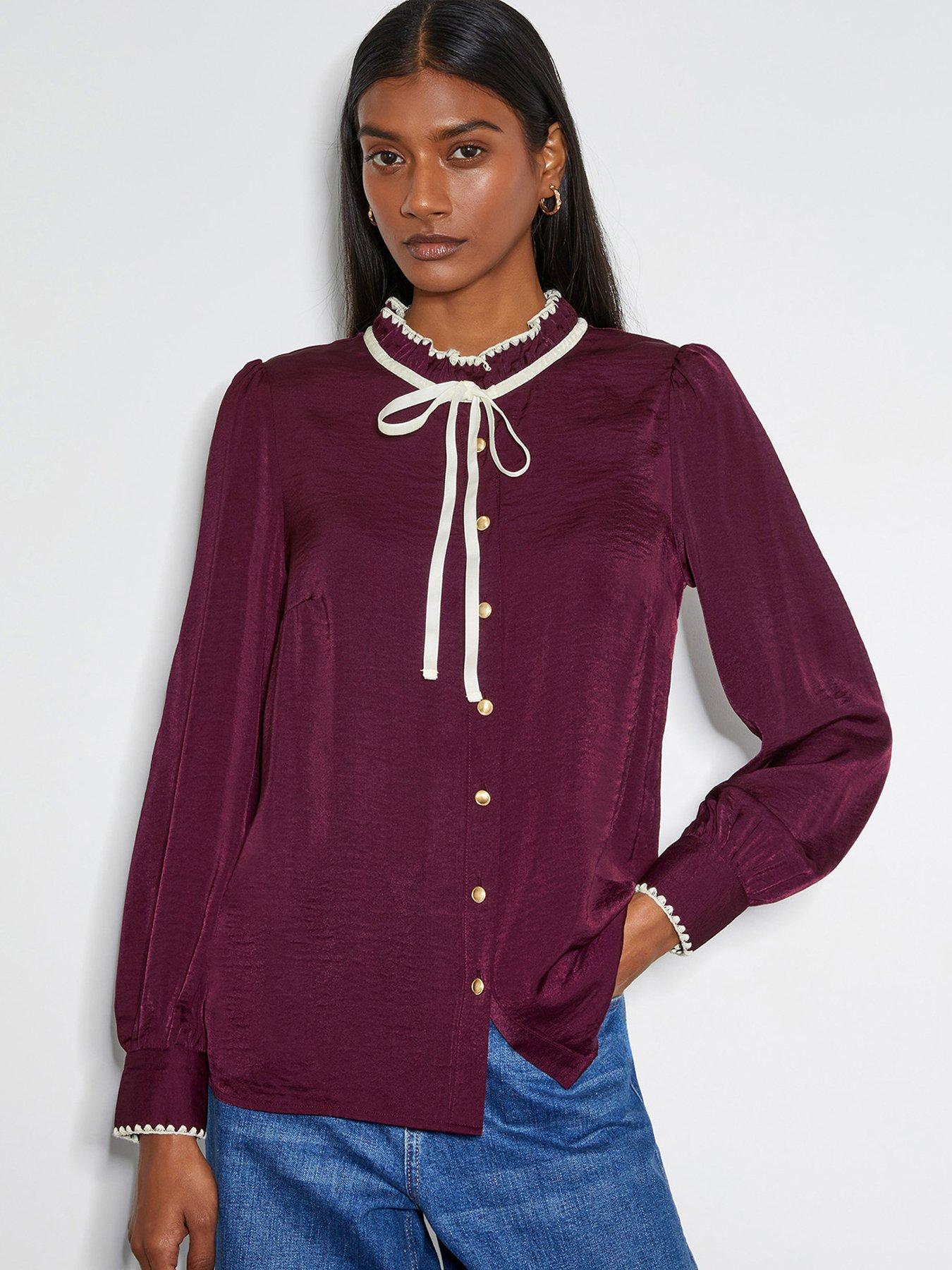 Image of Monsoon Thea Satin Blouse - Red