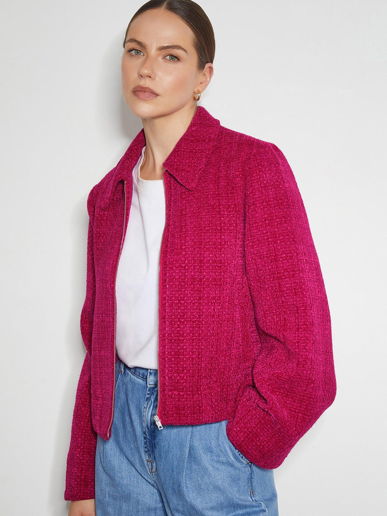 Image 1 of 5 of Monsoon Teagan Tweed Jacket - Pink