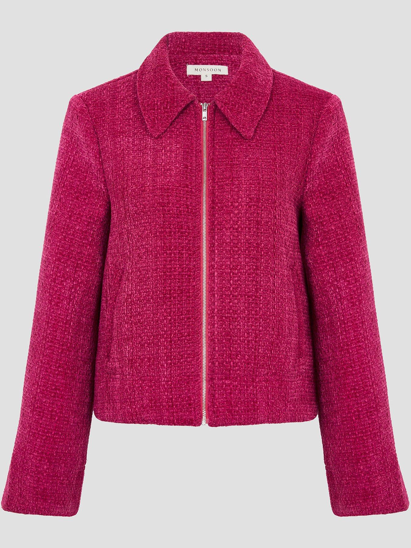 Image 3 of 5 of Monsoon Teagan Tweed Jacket - Pink