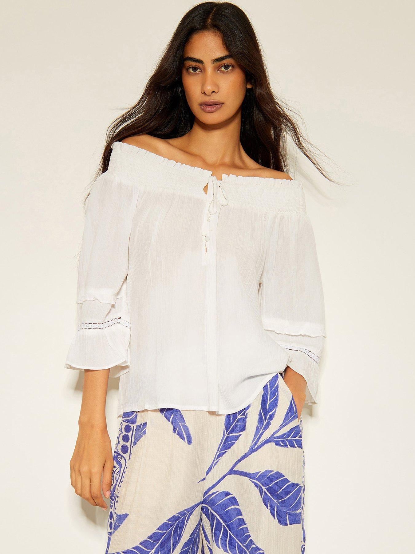 Image of Monsoon Ava Smock Top - White