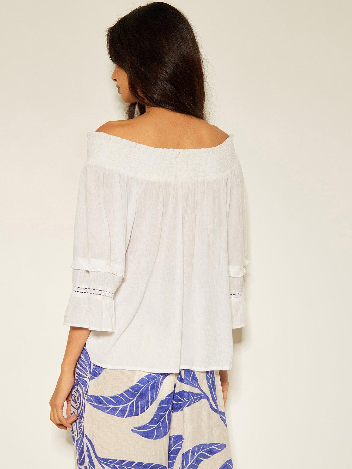 Image 2 of 4 of Monsoon Ava Smock Top - White