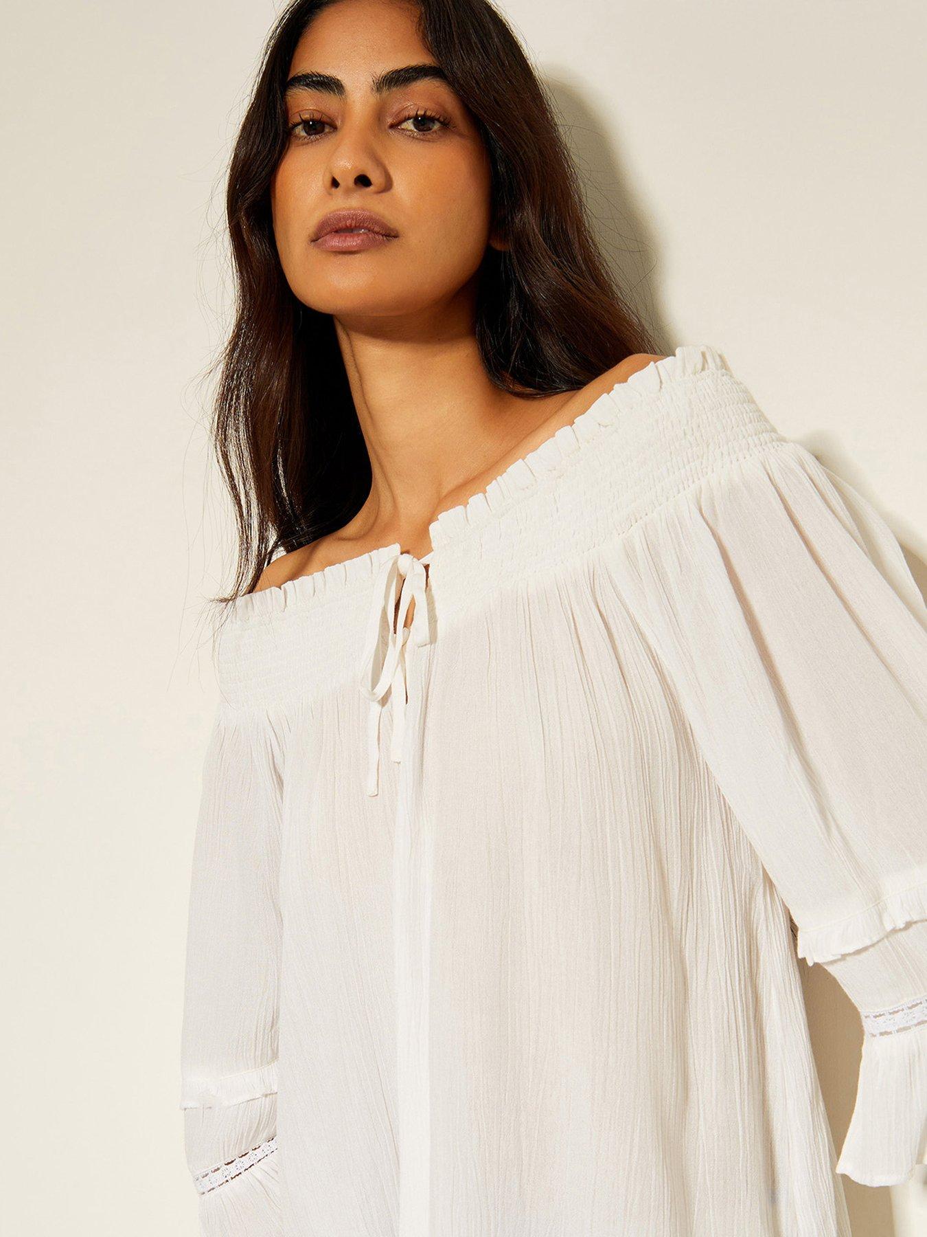 Image 3 of 4 of Monsoon Ava Smock Top - White