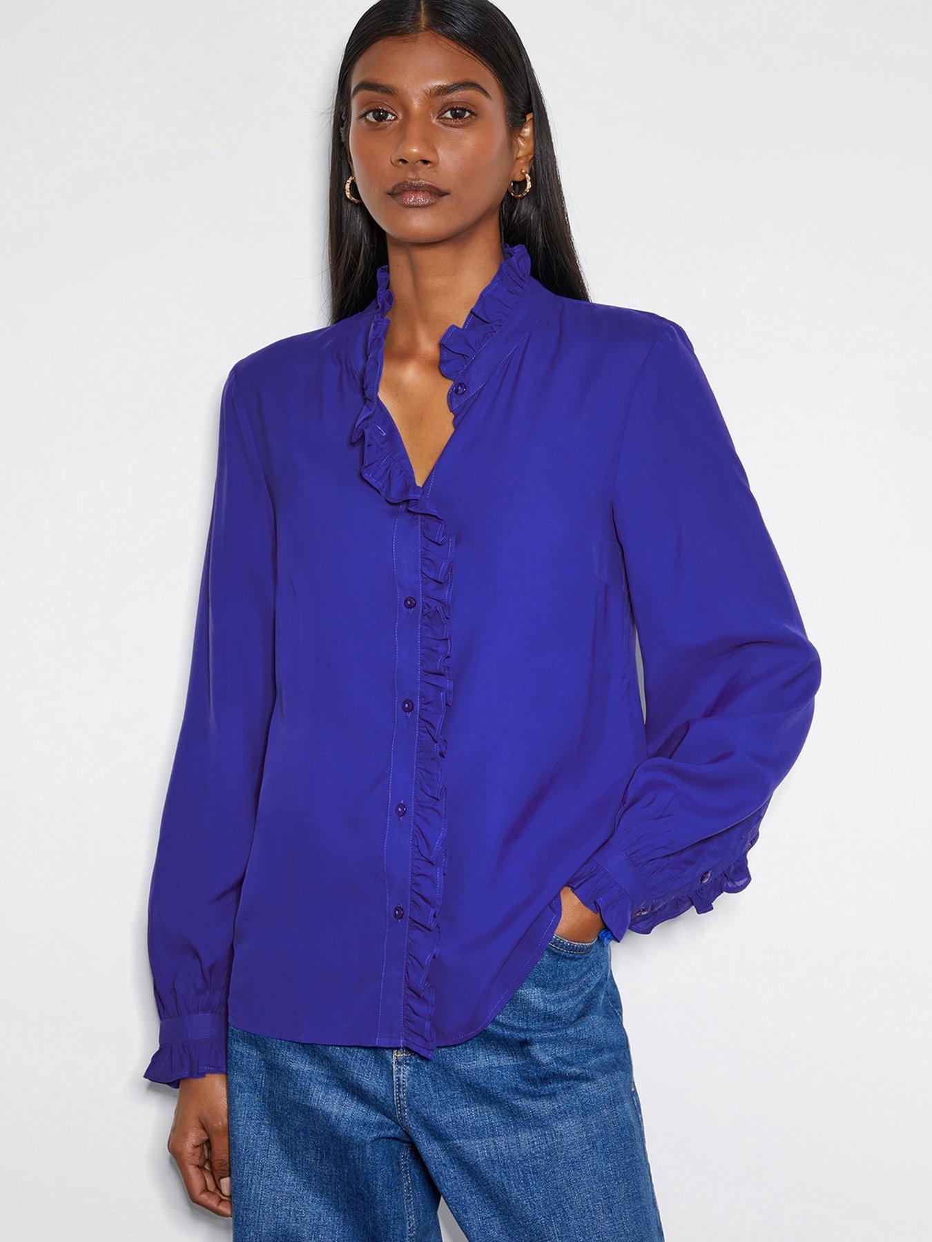 Image 1 of 4 of Monsoon Cecily Ruffle Blouse Cobalt - Blue