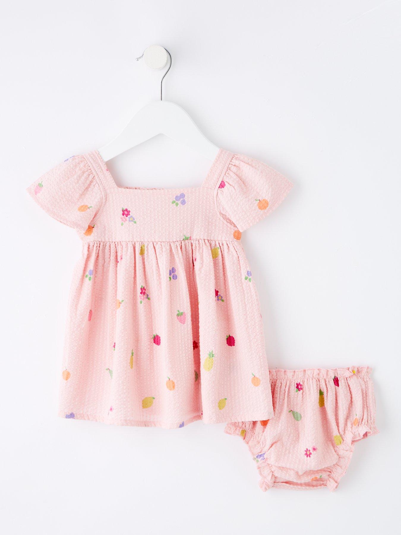 Image of Mini V by Very Printed Fruits Jam Dress and Pants Outfit - Orange