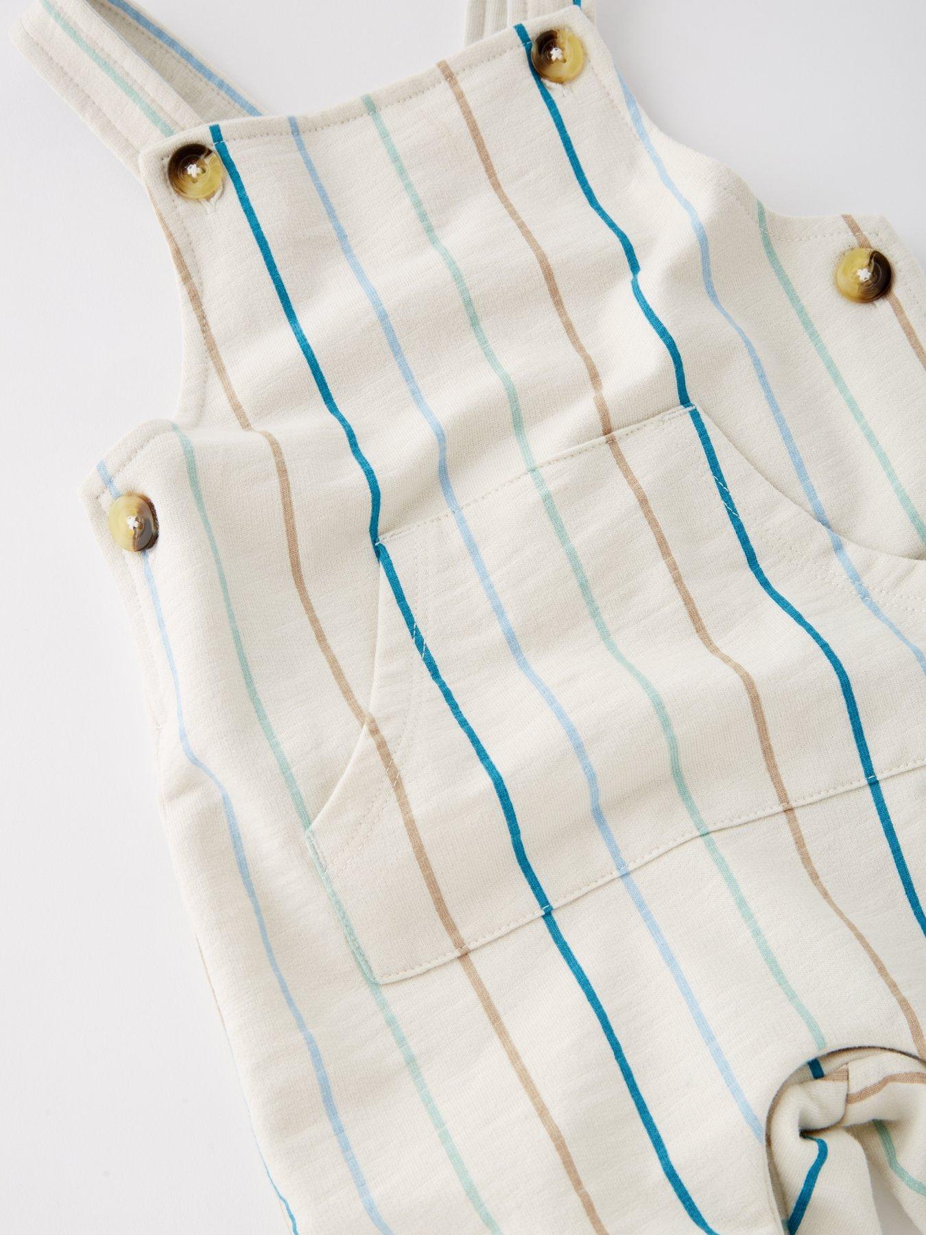 Image 5 of 5 of Mini V by Very Striped Dungaree and Bodysuit - White