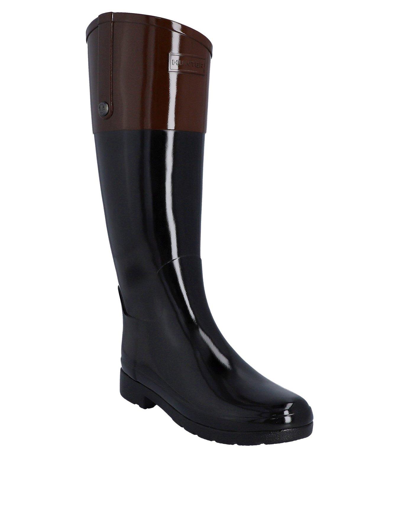 hunter-womens-refined-riding-boots-brownblackstillFront