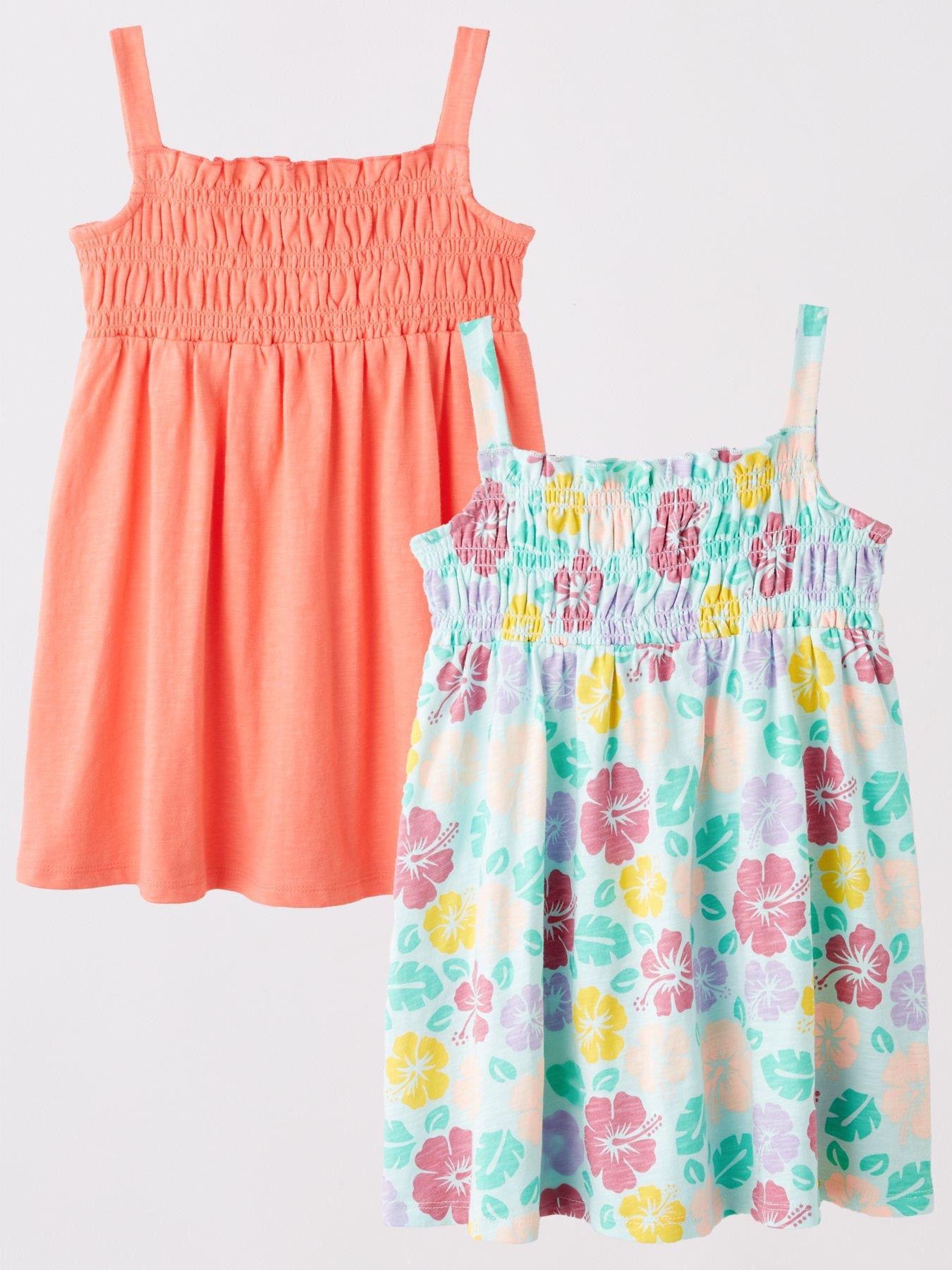 Image 1 of 5 of Mini V by Very Girls 2 Pack Shirred Dresses - Multi