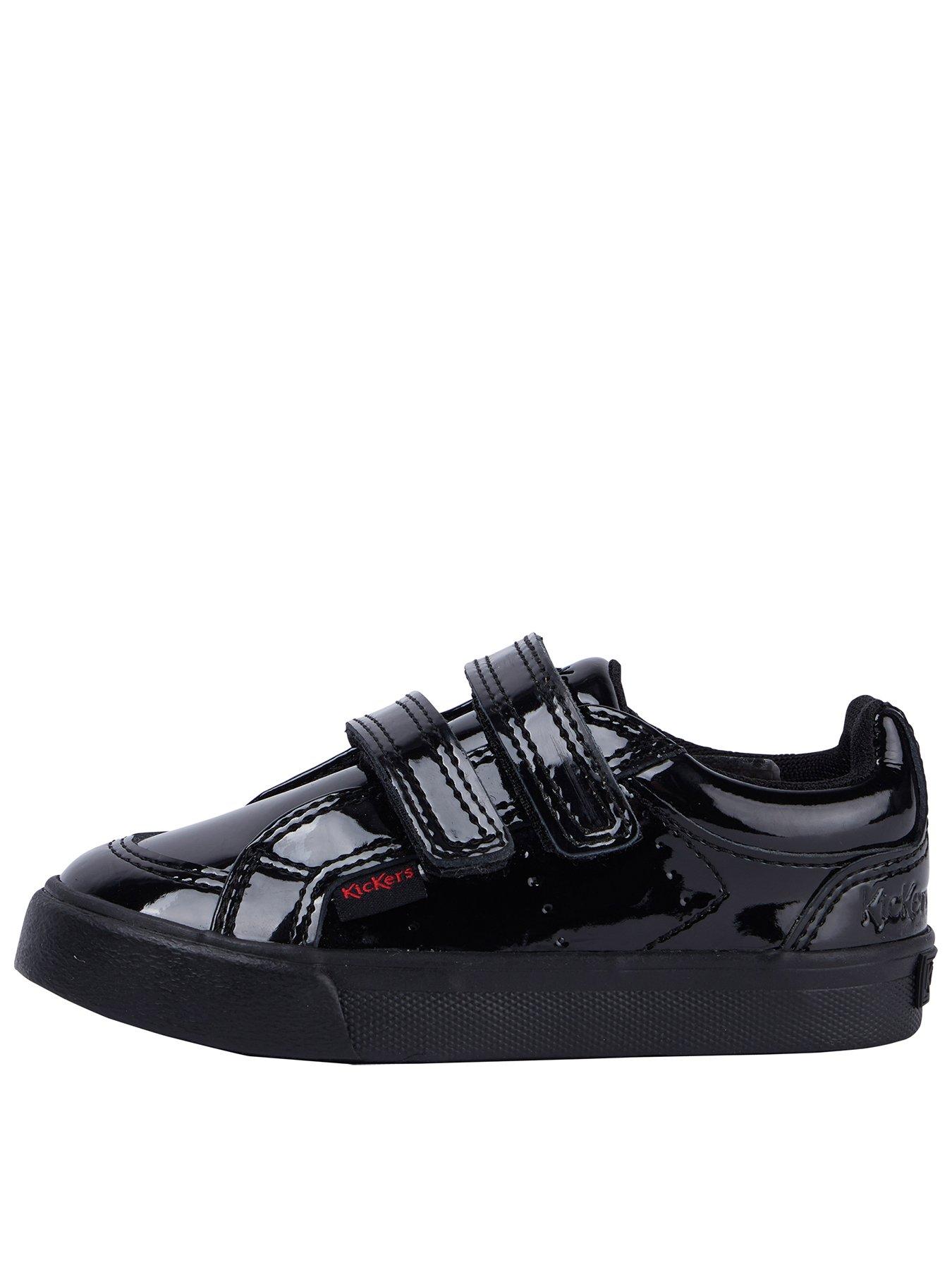 Kickers Infant/Junior Tovni Twin Velcro Patent Leather Shoe - Black