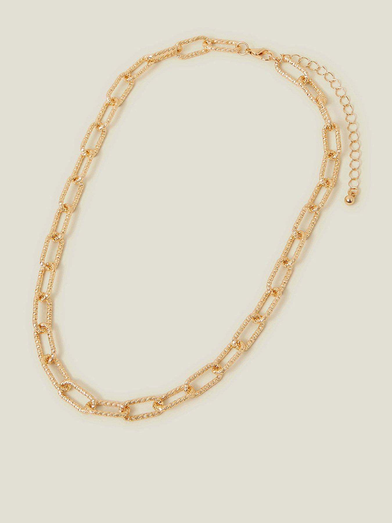 Image 1 of 3 of Accessorize Textured Mini Link Chain Necklace