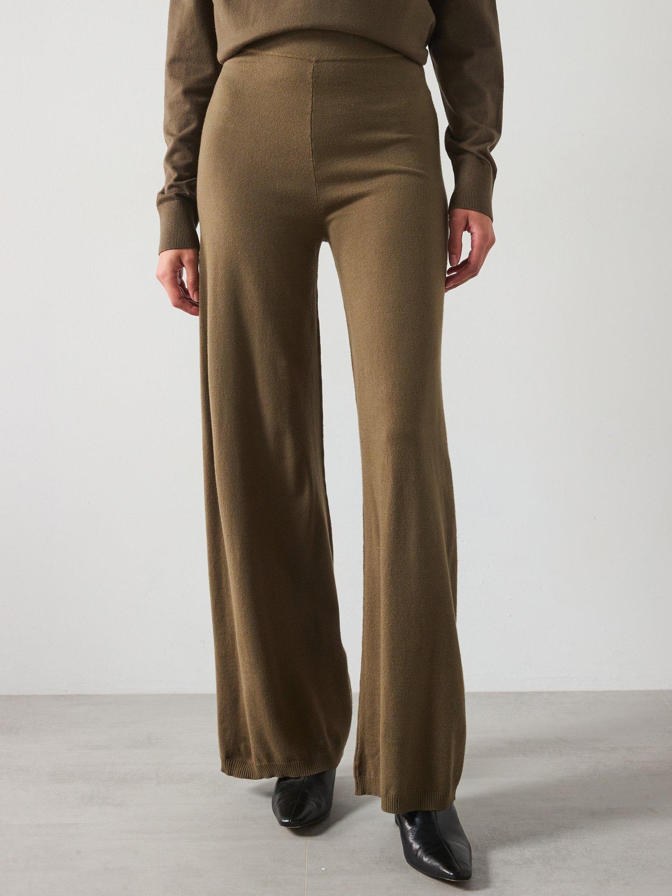 mango-fine-knit-wide-leg-trousers--khaki