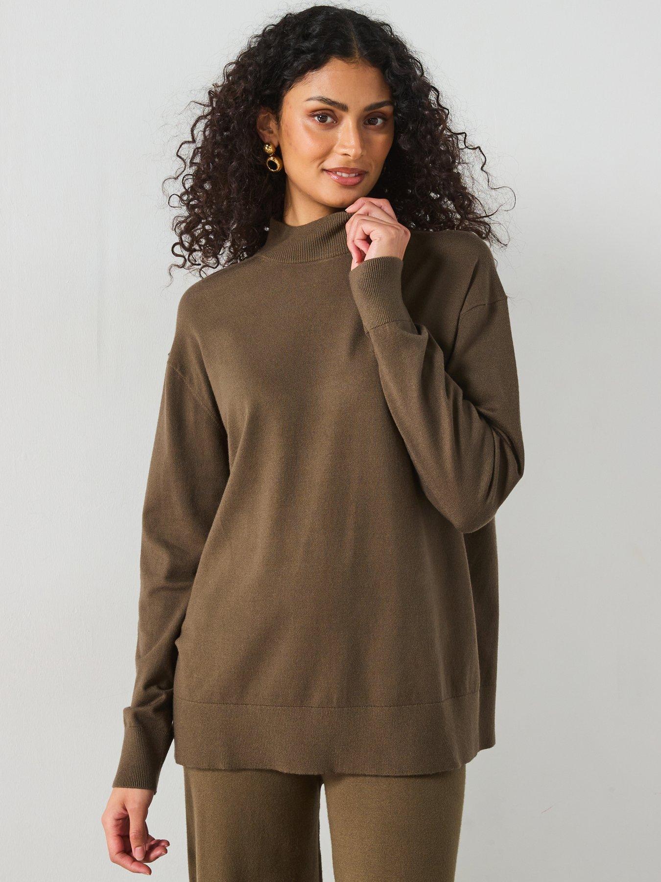 mango-oversized-fine-knit-jumper-khakifront