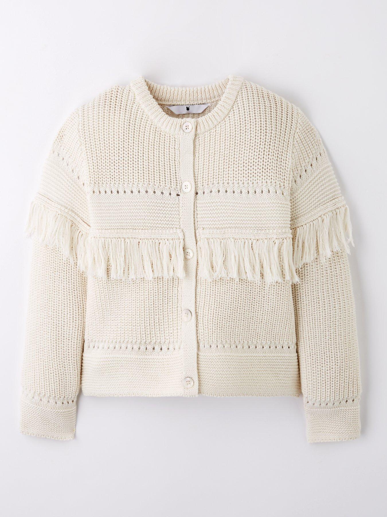 Image 1 of 4 of V by Very Girls Fringe Cardigan - White