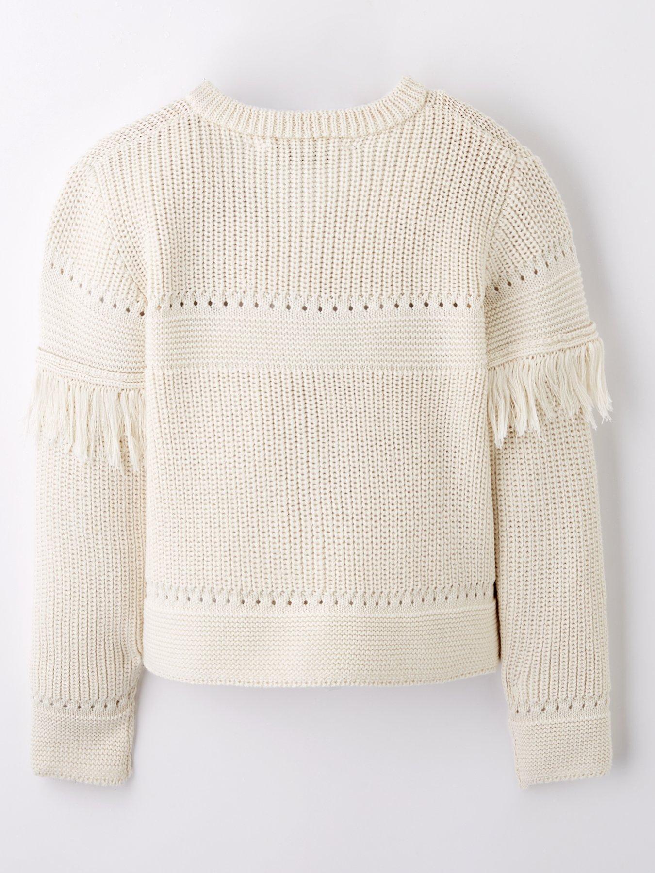 Image 2 of 4 of V by Very Girls Fringe Cardigan - White