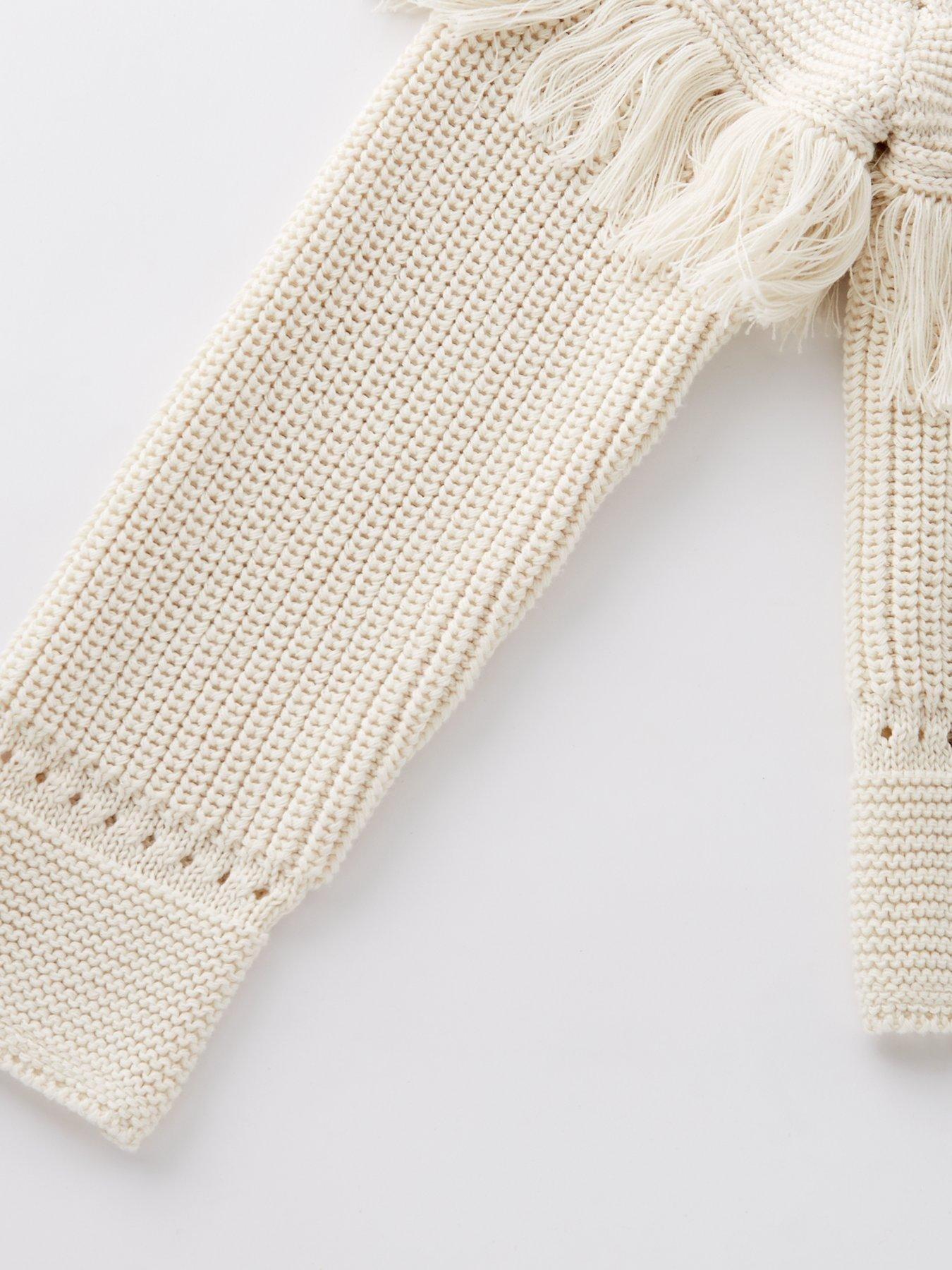 Image 4 of 4 of V by Very Girls Fringe Cardigan - White