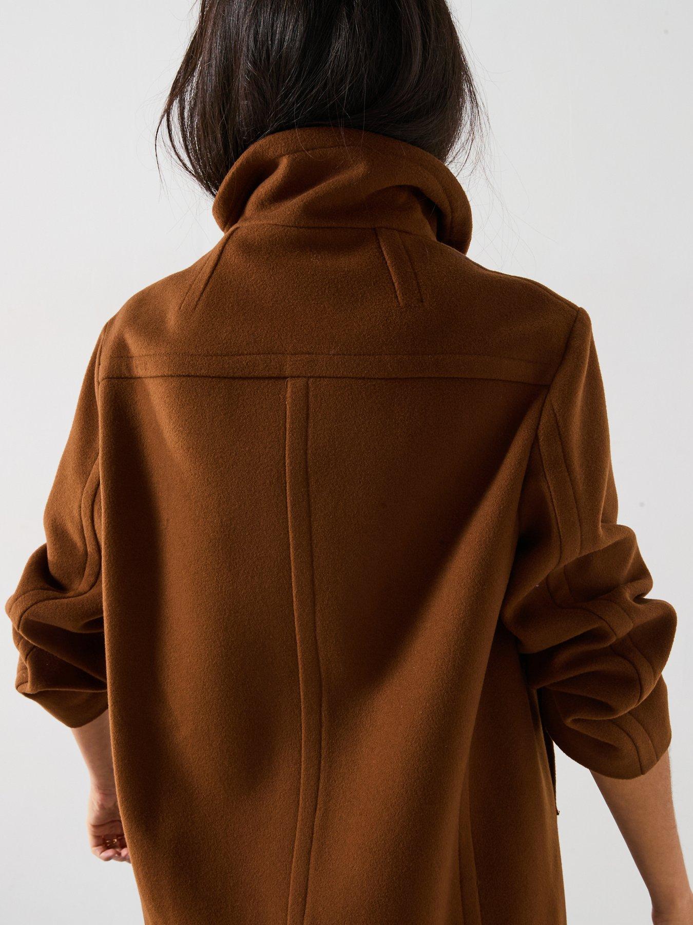 Image 2 of 6 of Mango Double-Breasted Wool Coat- Brown