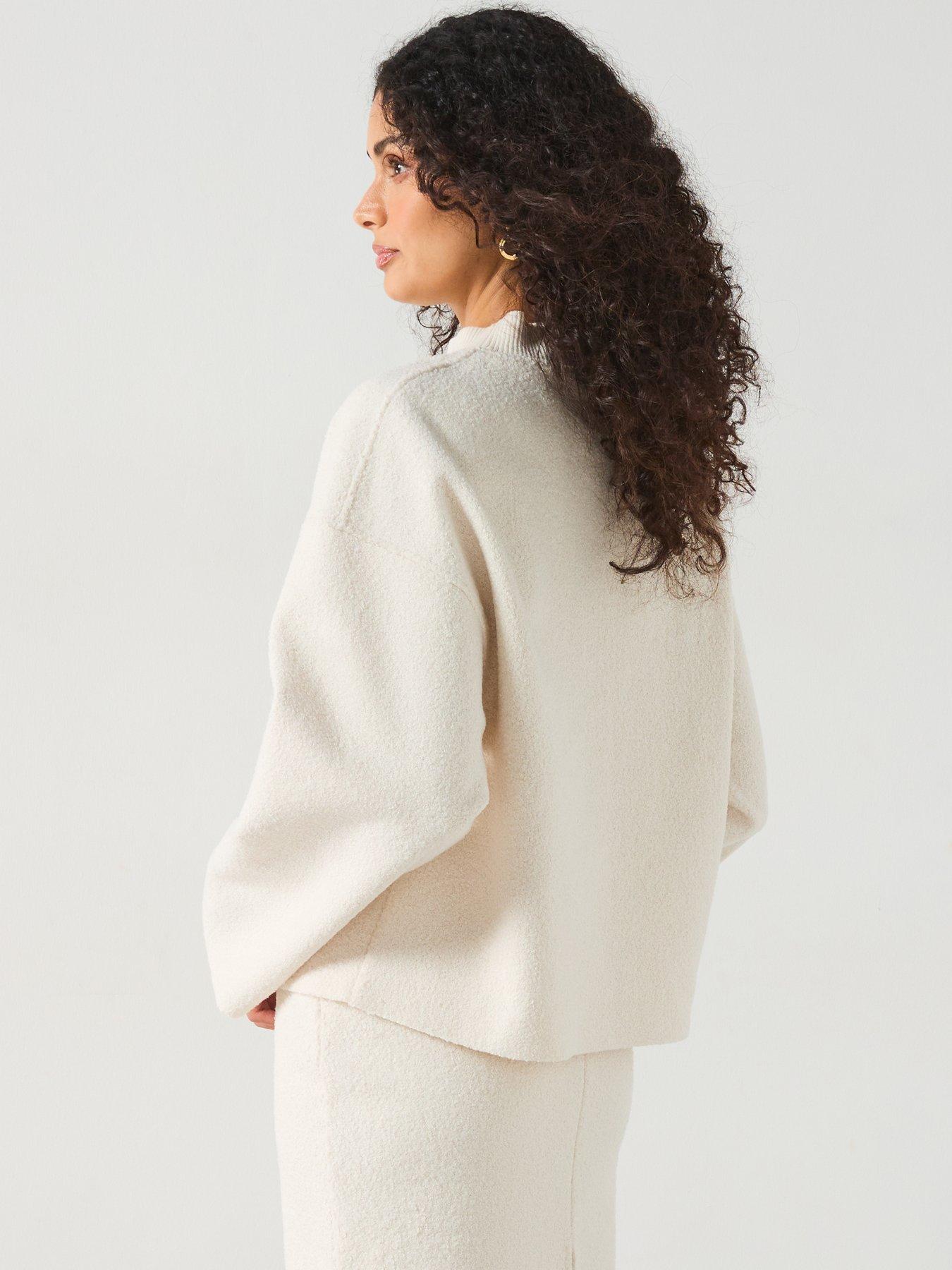 Image 2 of 6 of Mango Perkins Neck Boucle Sweatshirt - Cream