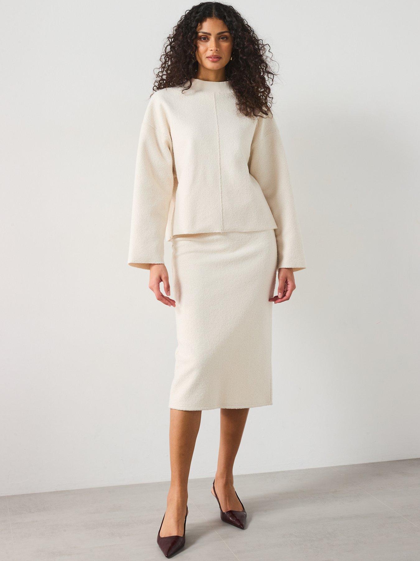 Image 3 of 6 of Mango Perkins Neck Boucle Sweatshirt - Cream