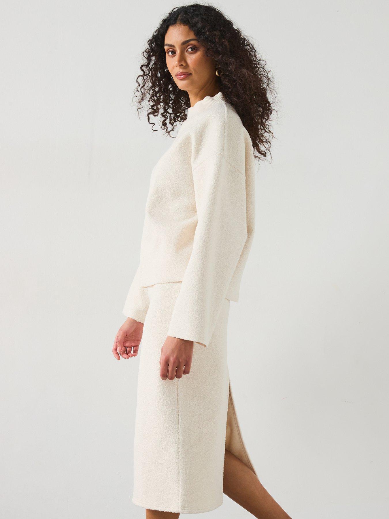 Image 5 of 6 of Mango Perkins Neck Boucle Sweatshirt - Cream