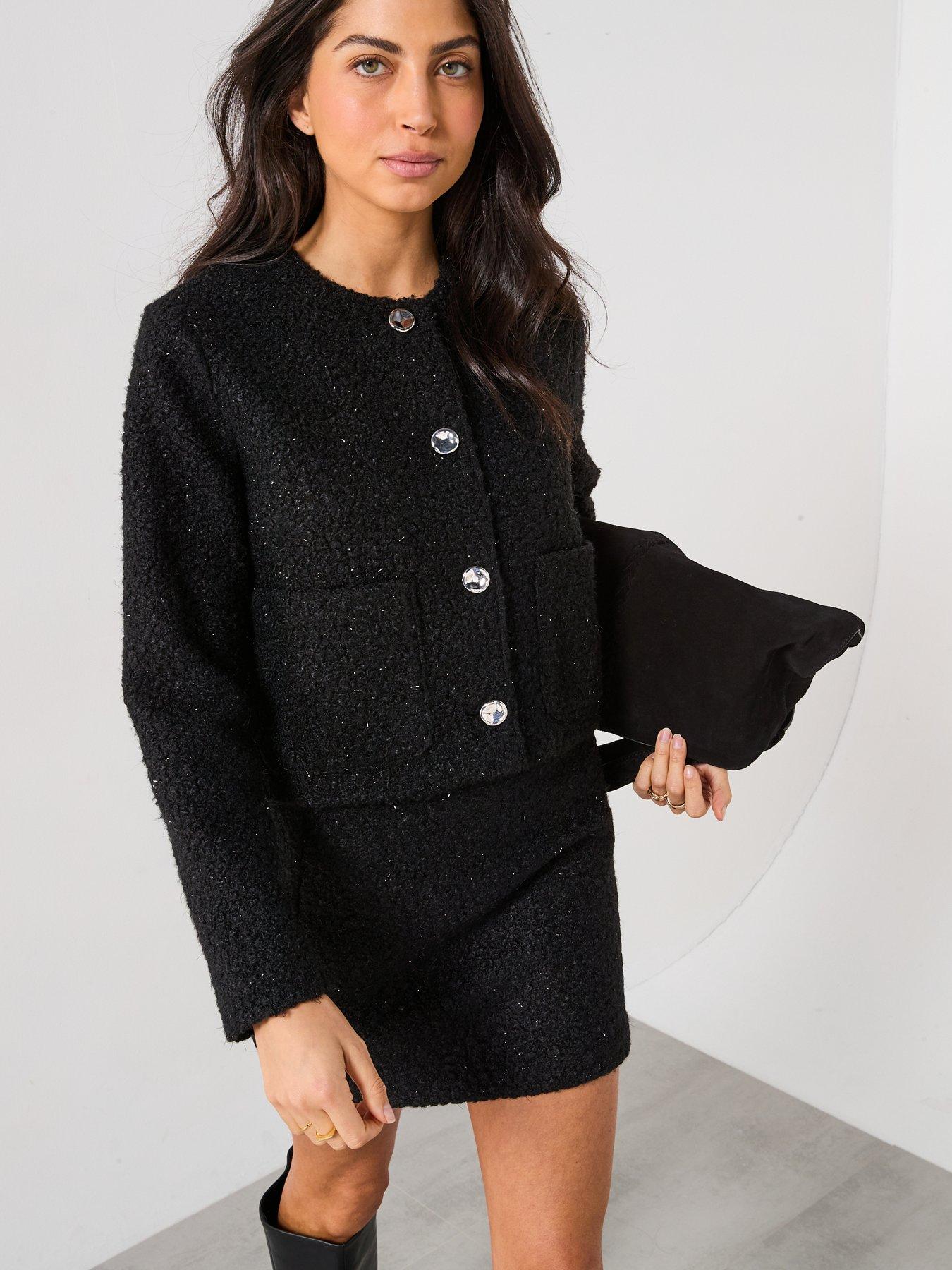 Image 5 of 6 of Mango Boucl&amp;Eacute; Mini Skirt- Black