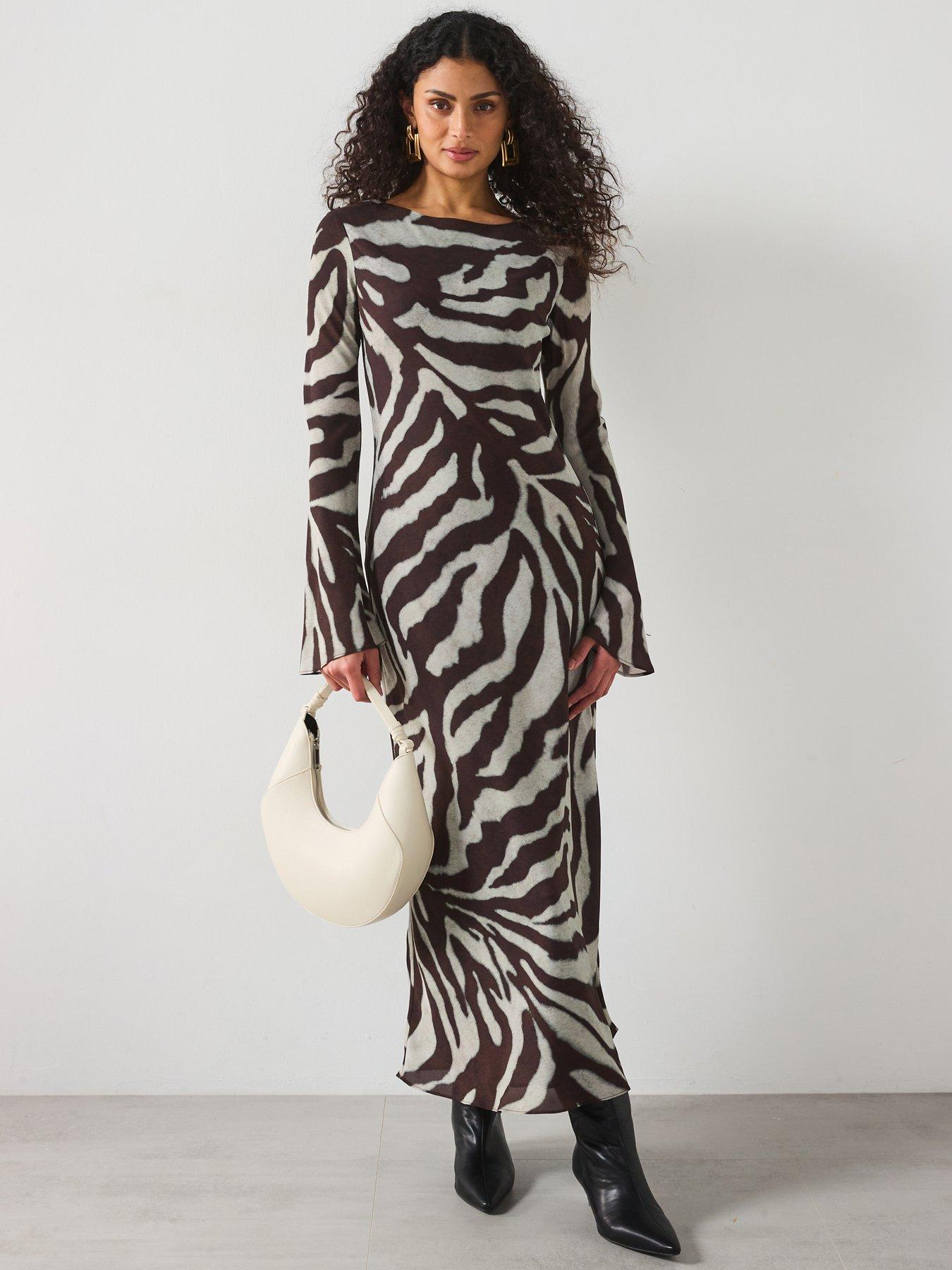 mango-zebra-print-dress--brown