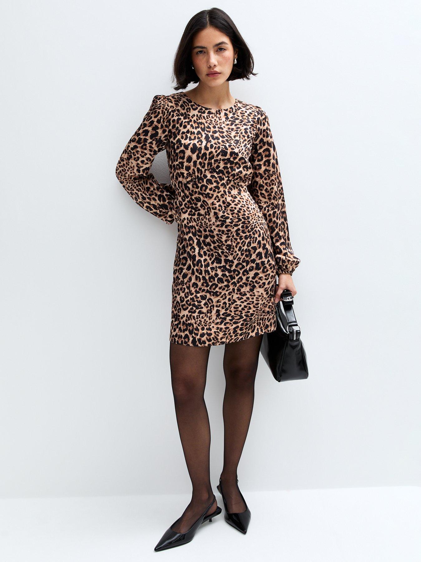 new-look-brown-leopard-print-satin-mini-dressback