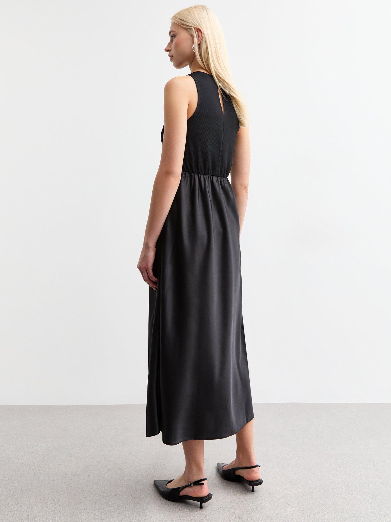 new-look-black-satin-skirt-midi-dressstillFront