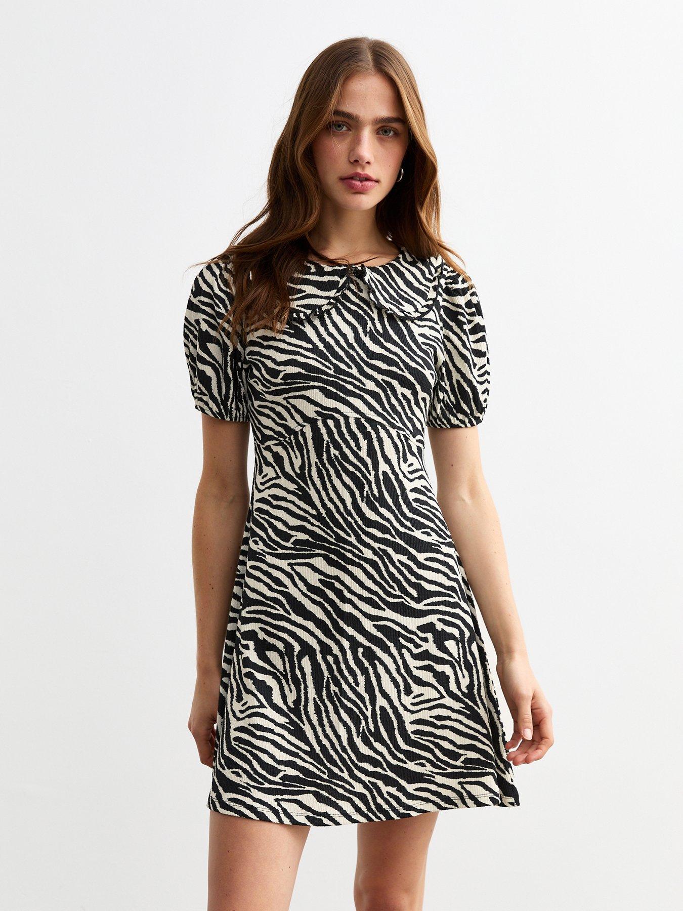 new-look-black-zebra-crinkled-mini-dress-print