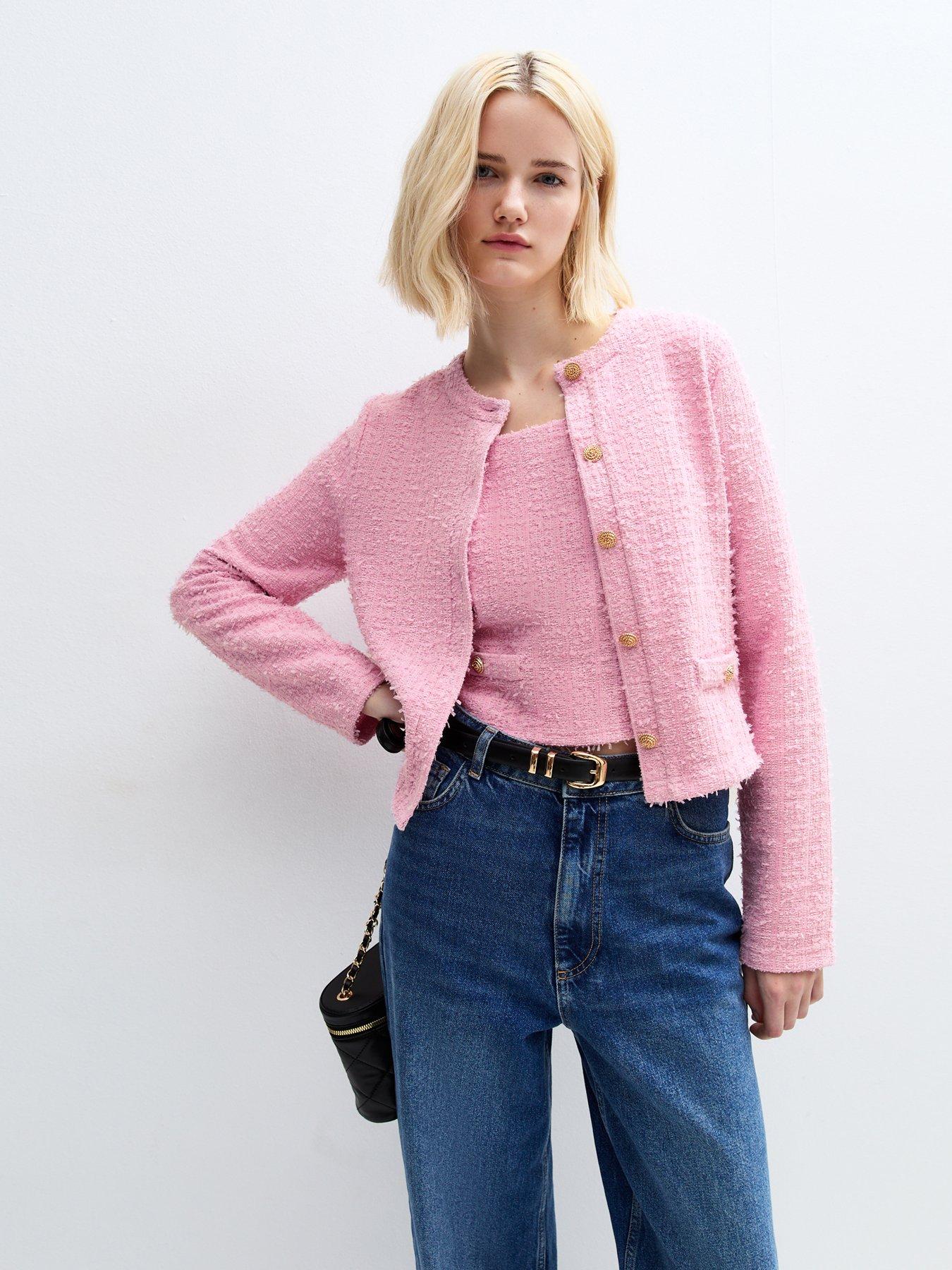 new-look-textured-button-front-cardigan-pink