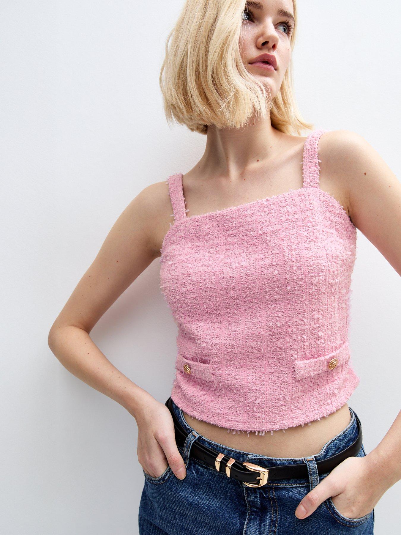 new-look-pink-textured-button-detail-cropped-vestoutfit