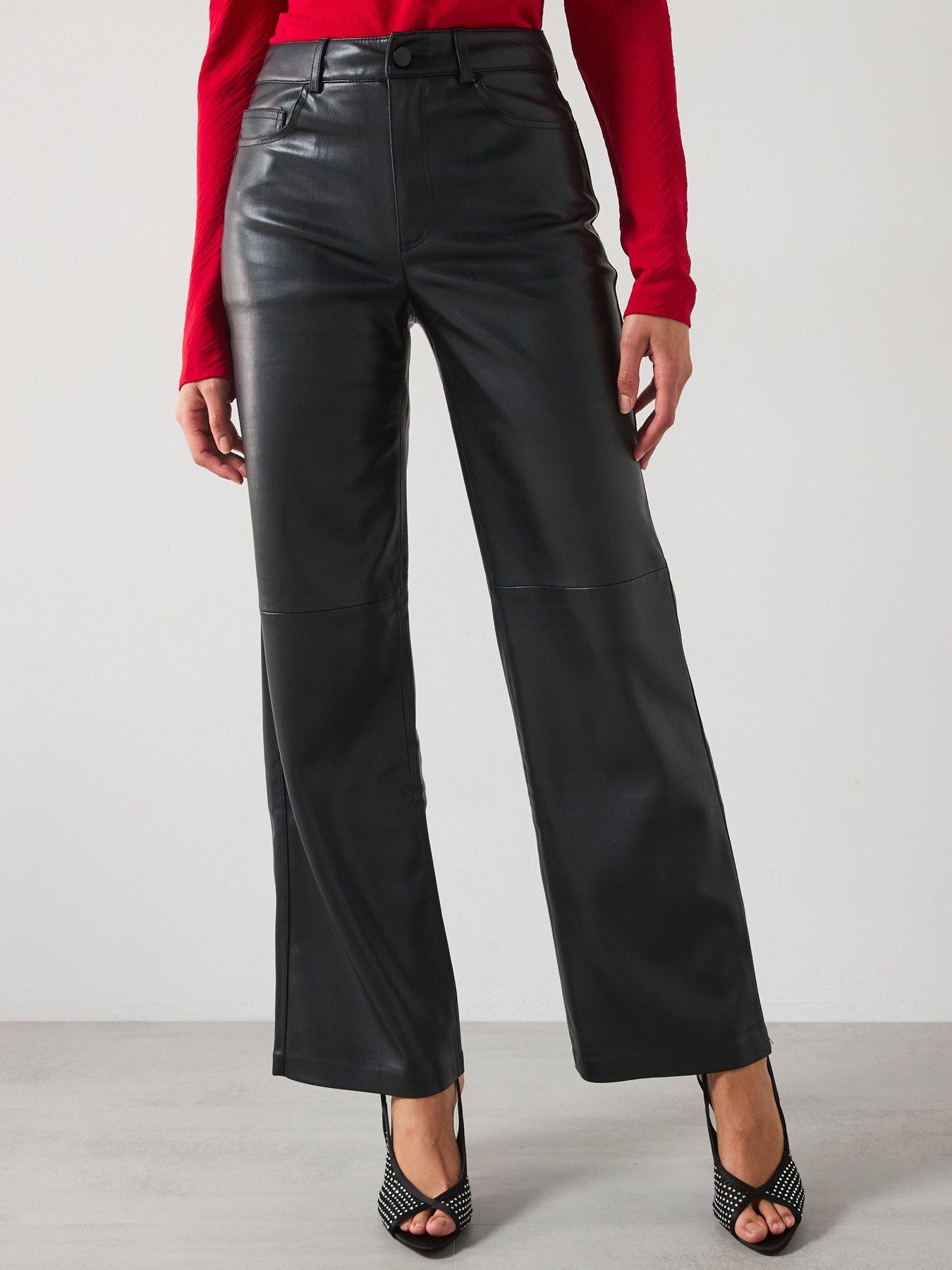 Image of Mango Faux Leather Trousers - Black