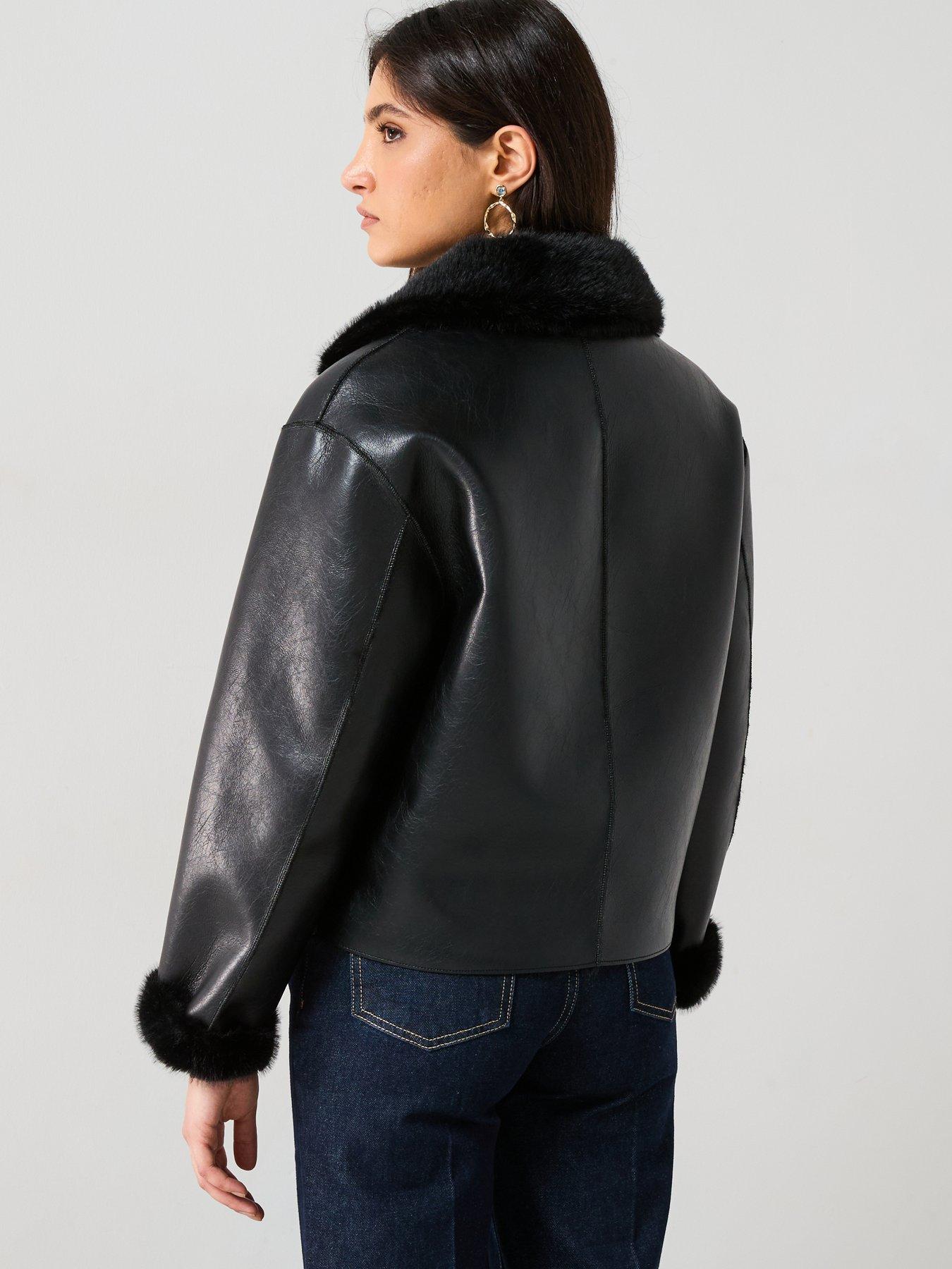 mango-faux-fur-details-pu-aviator-jacket-blackstillFront