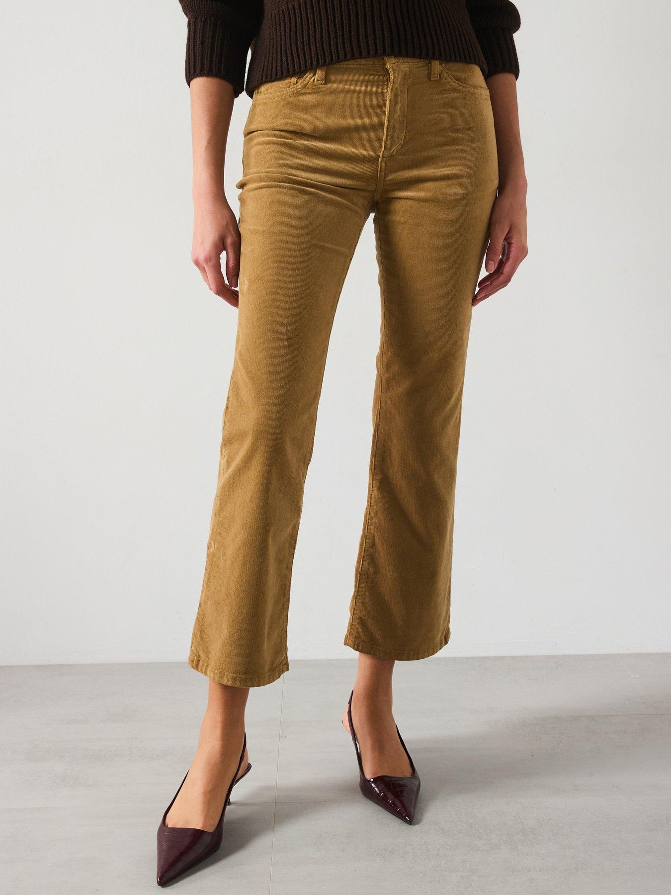 mango-cropped-flare-jeans-dark-beige