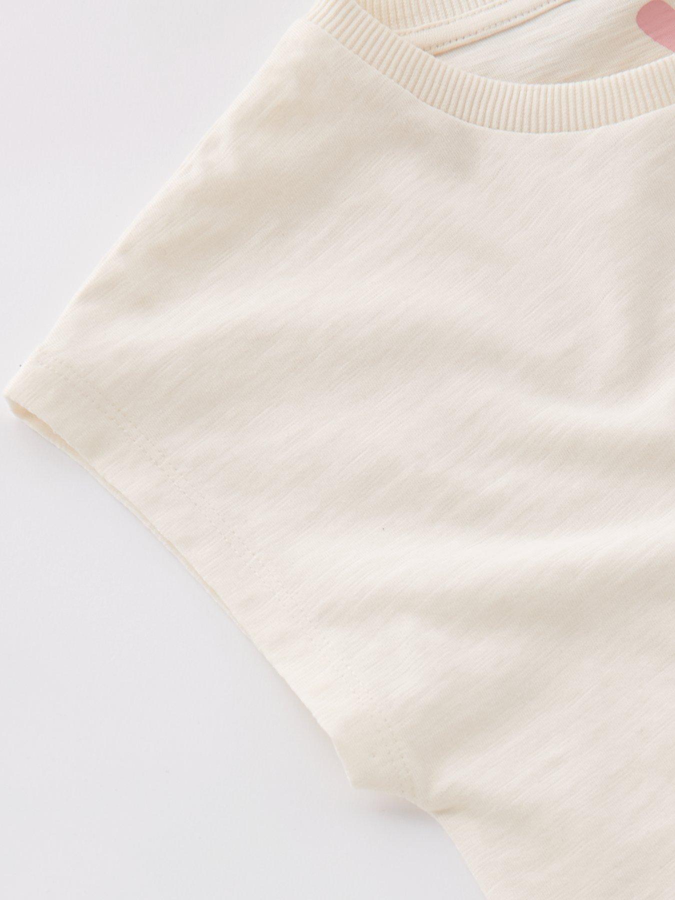 Image 4 of 4 of V by Very Girls Crochet Trim Pocket T-Shirt - Cream