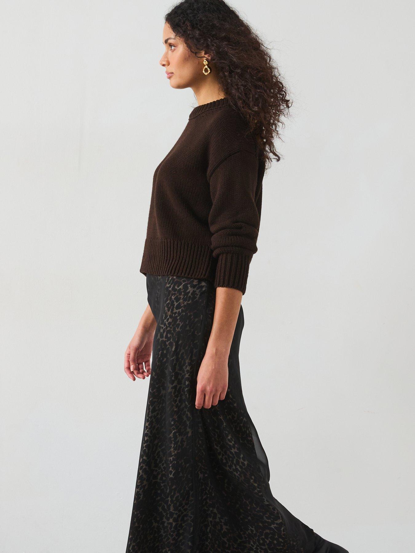 Image 6 of 6 of Mango Chunky Knit Sweater With Ribbed Trims - Brown