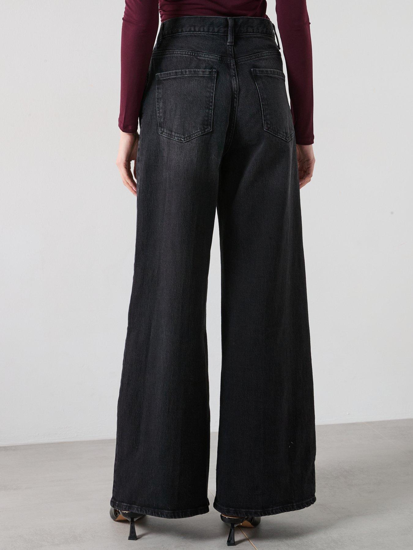 Image 2 of 5 of Mango High Rise Wideleg Jeans - Black