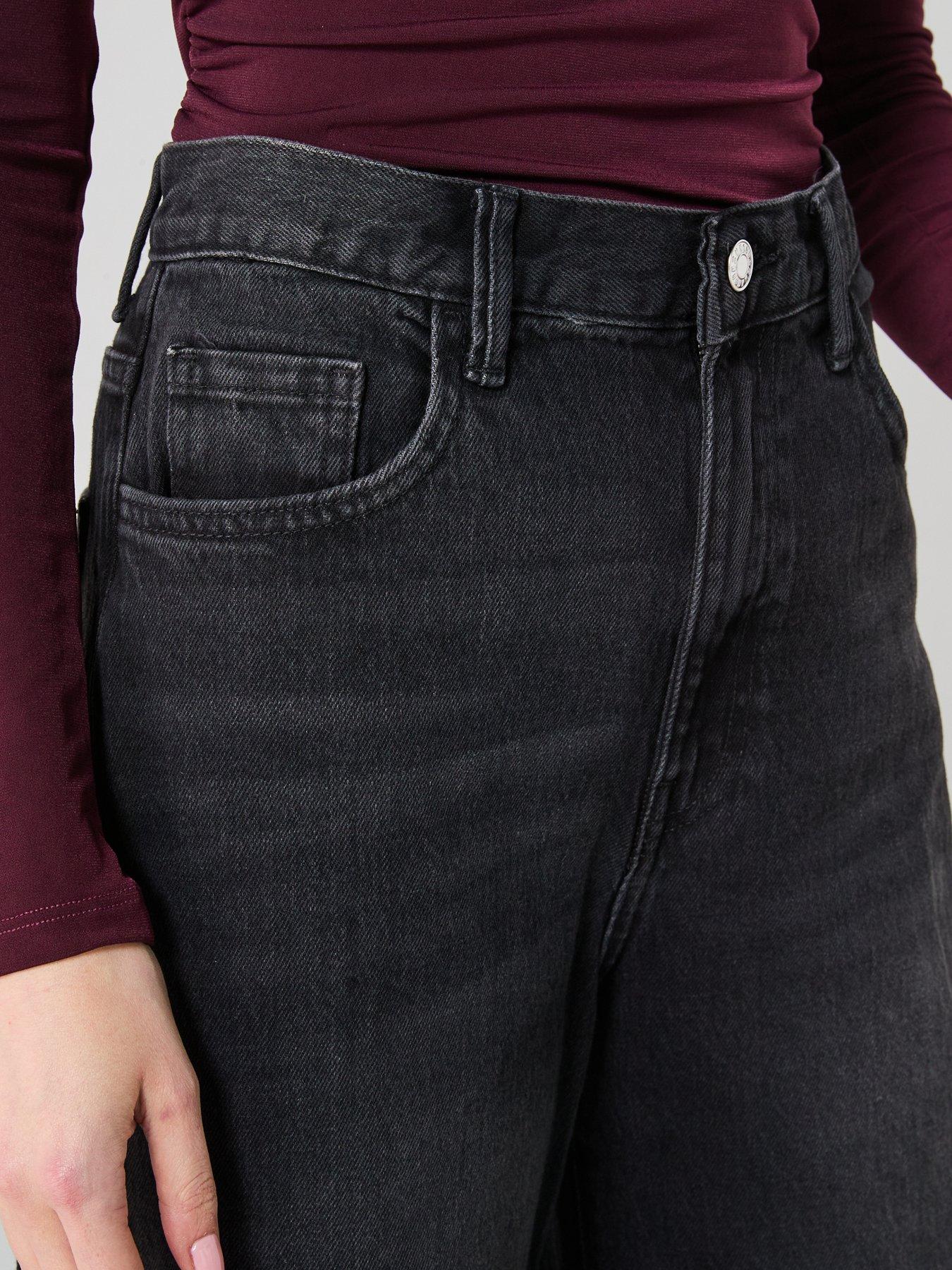 Image 4 of 5 of Mango High Rise Wideleg Jeans - Black