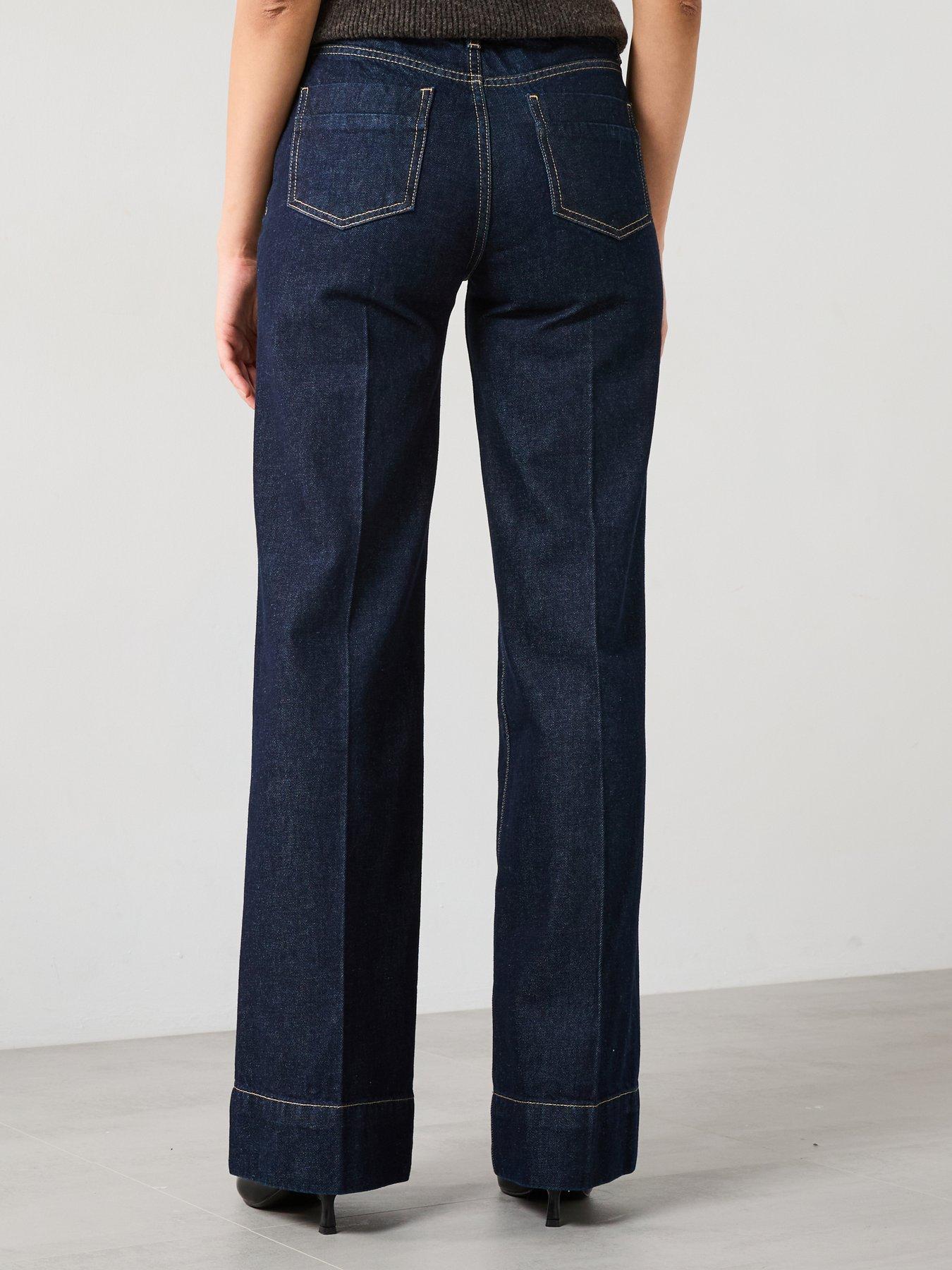 Image 2 of 6 of Mango Wide Leg Layla Jeans - Dark Blue