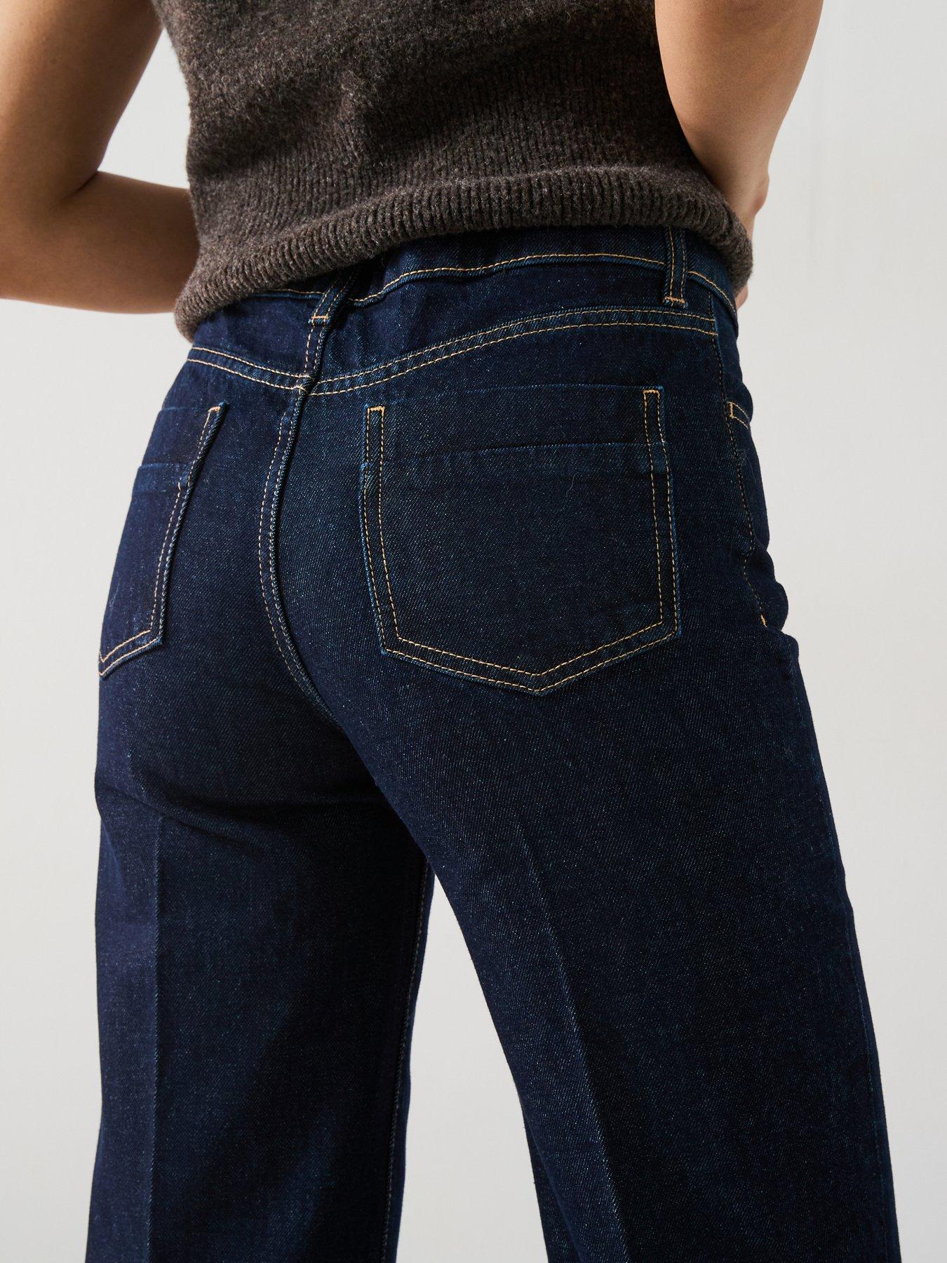 Image 4 of 6 of Mango Wide Leg Layla Jeans - Dark Blue