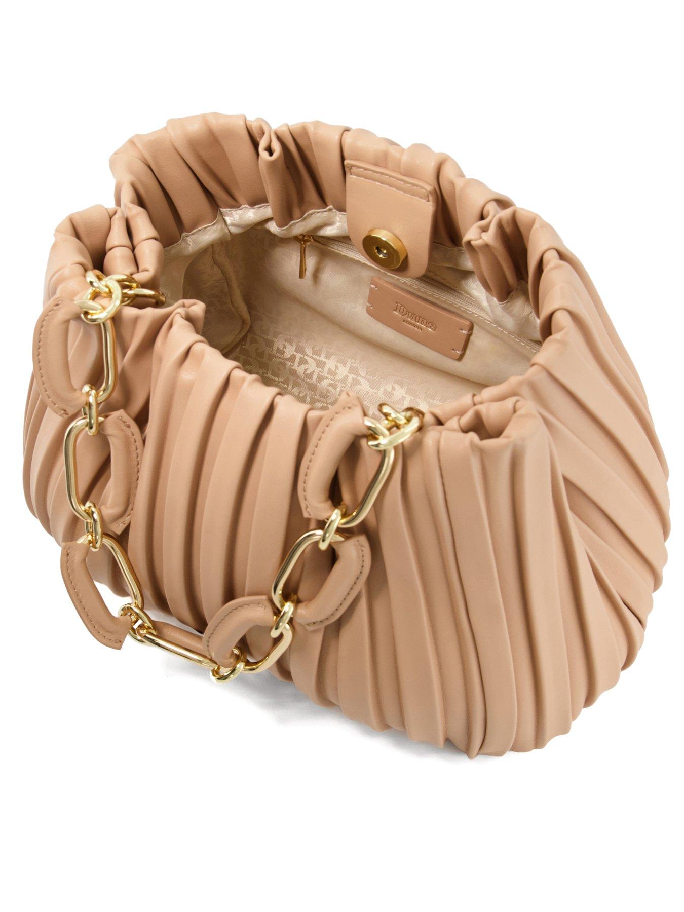 dune-london-dominie-medium-pleated-chain-handle-slouch-bag-blushdetail