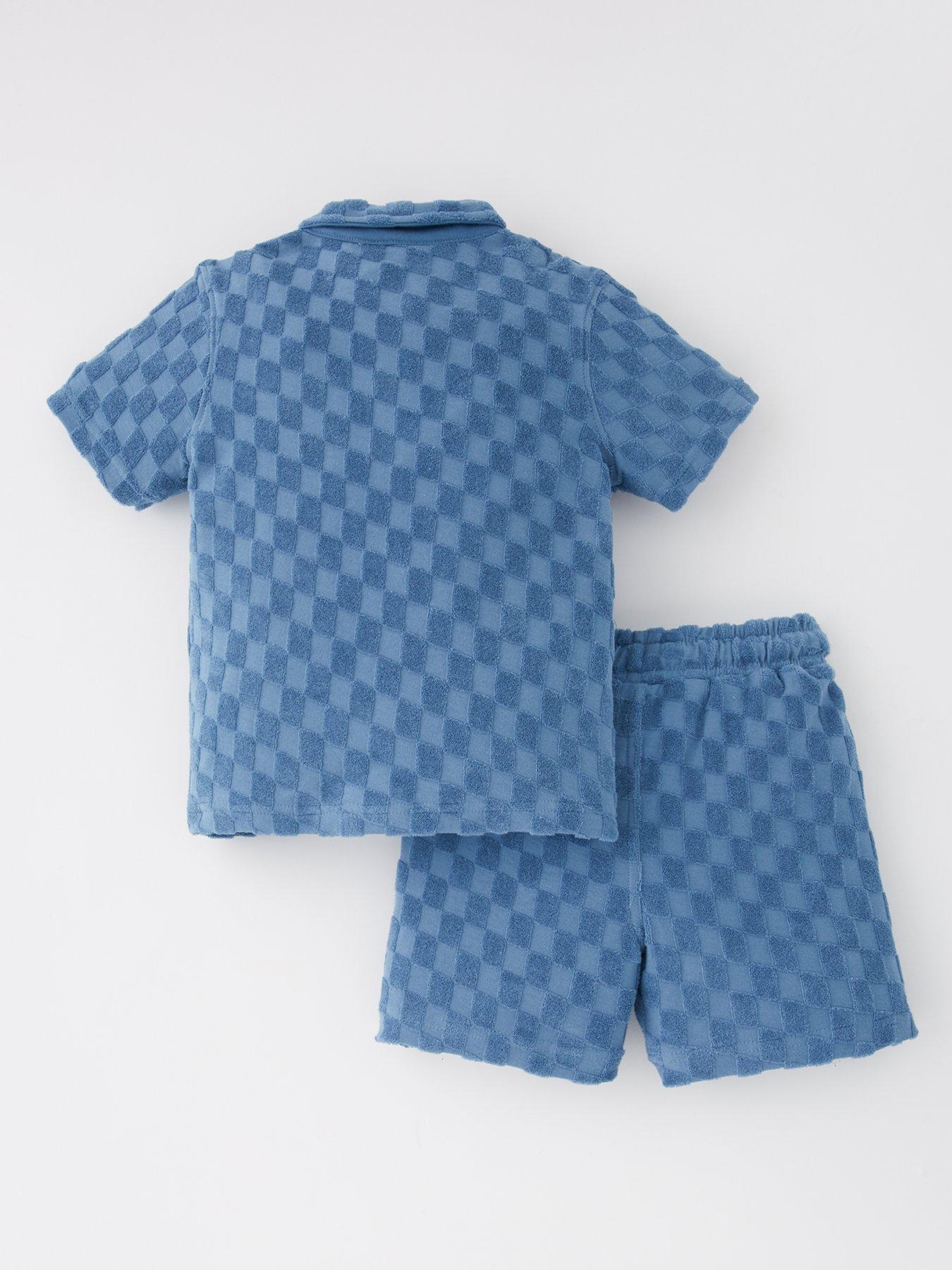 mini-v-by-very-boys-chequerboard-towelling-polo-and-short-set-blueback