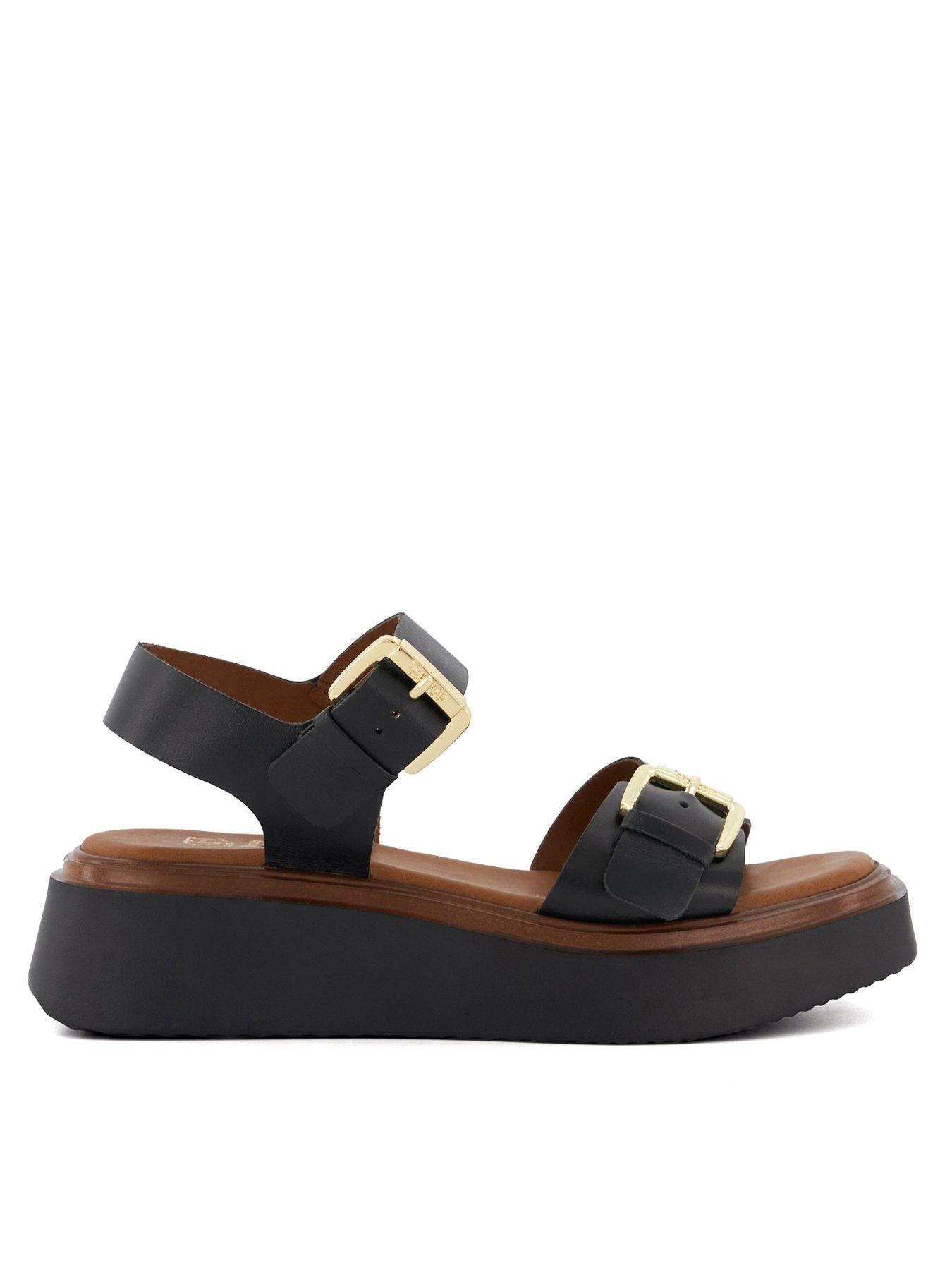 Dune London Loells Leather Flatform Sandals - Black