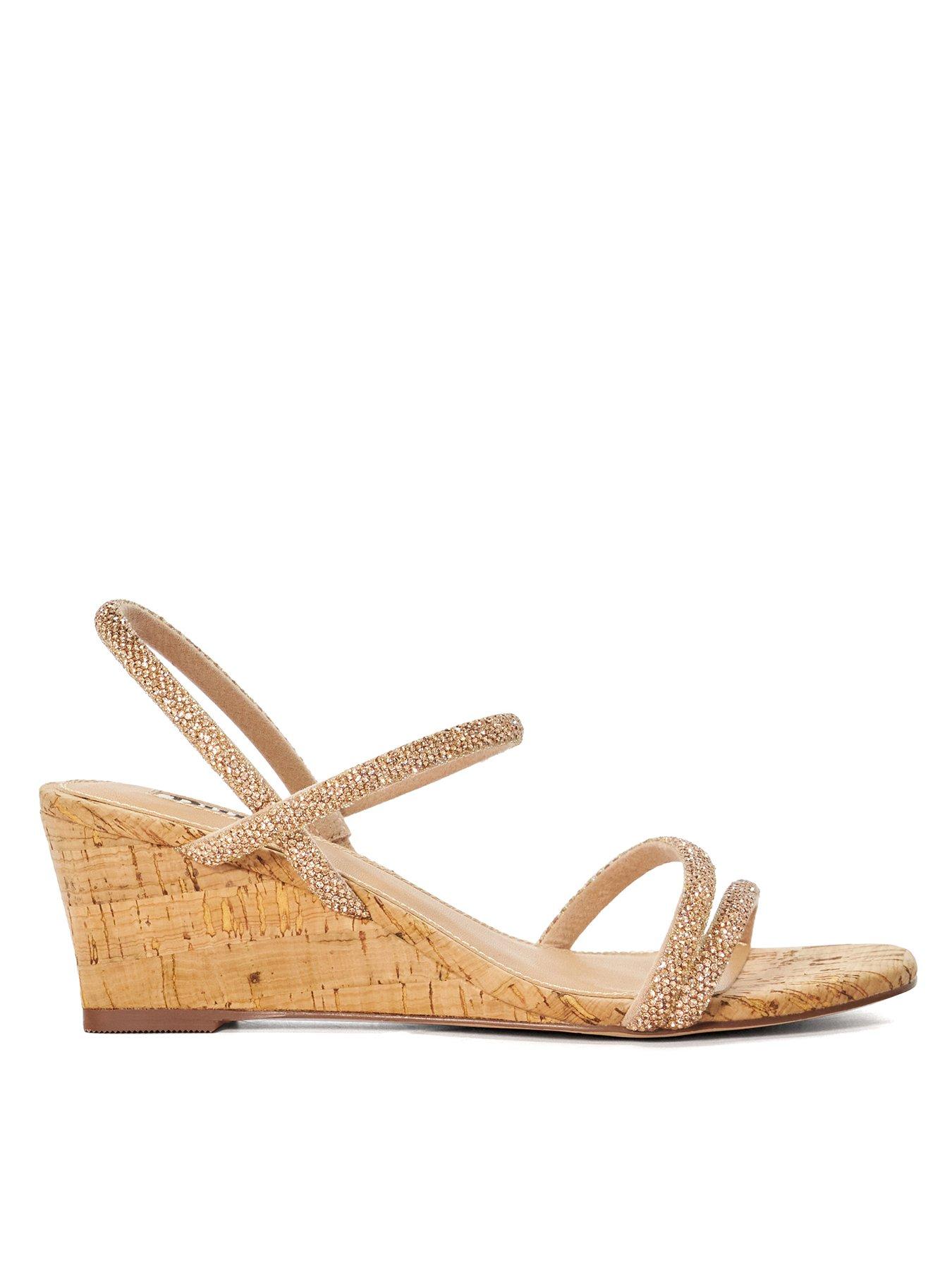 Dune London Kalia Embellished Strap Cork Wedge Sandals - Blush Pink