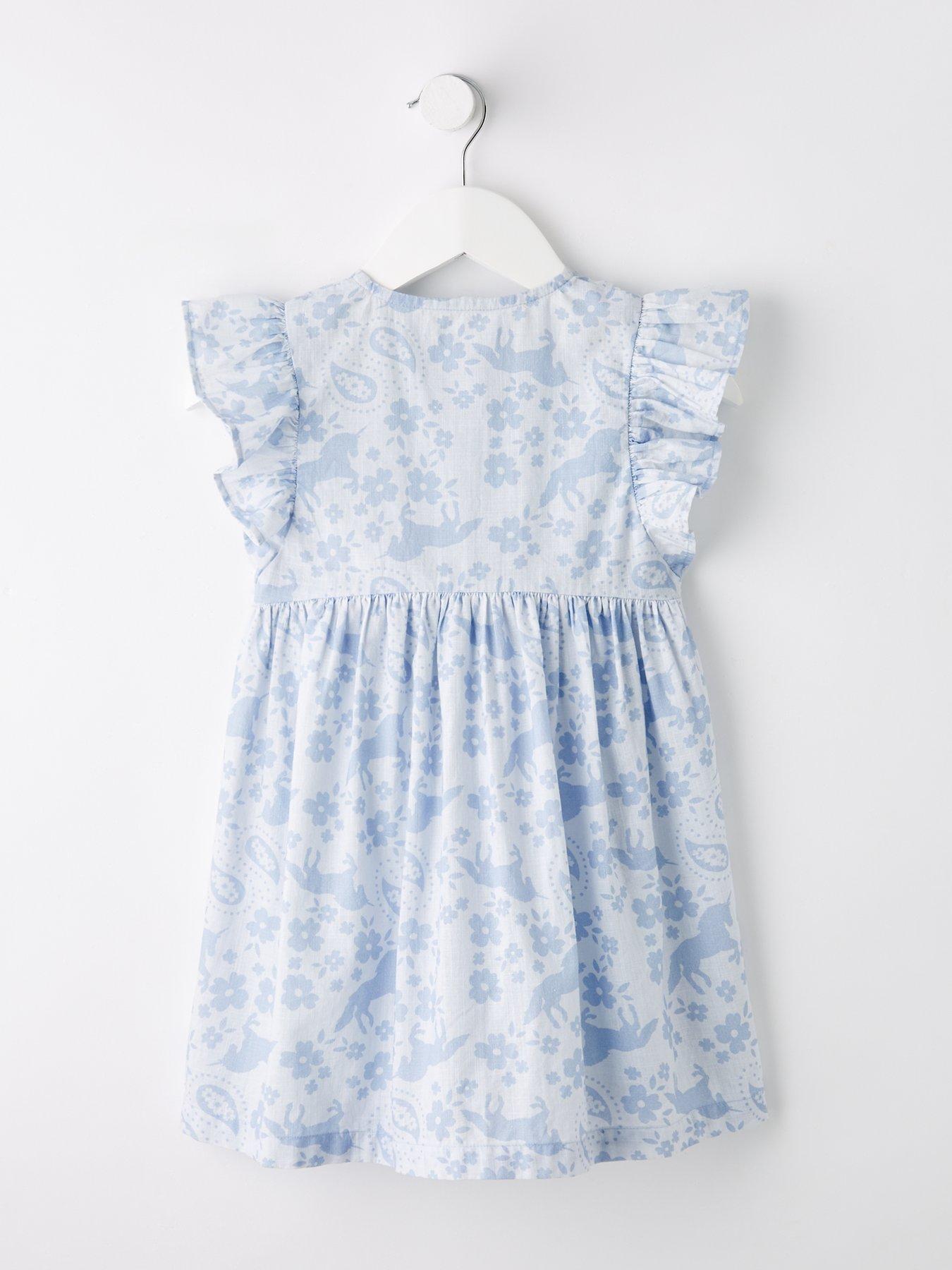 Image 2 of 4 of Mini V by Very Girls Button Down Unicorn Printed Dress - Blue