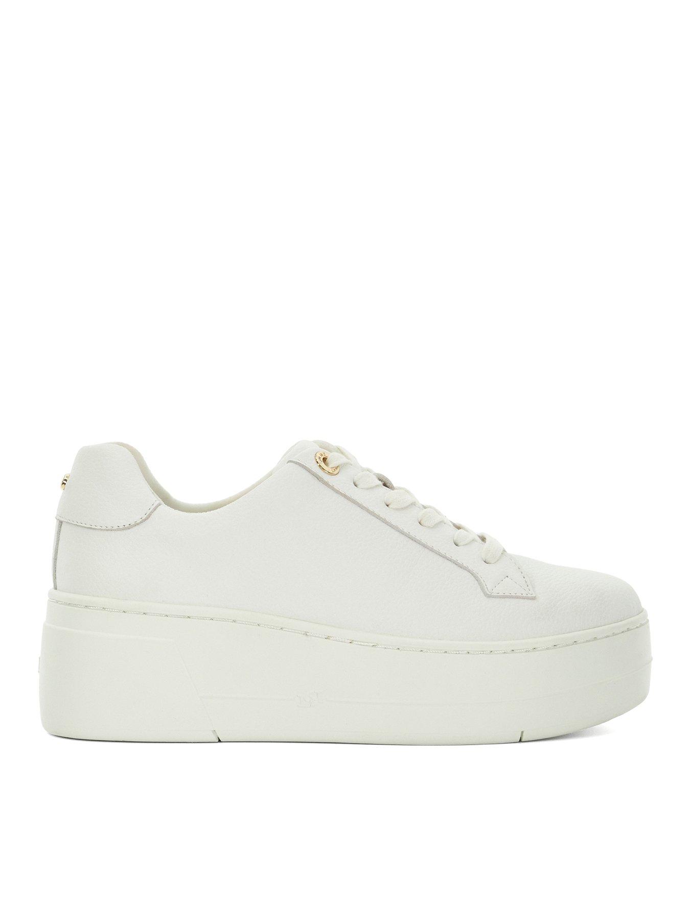 Image of Dune London Episode 2 Leather Flatform Trainers - White