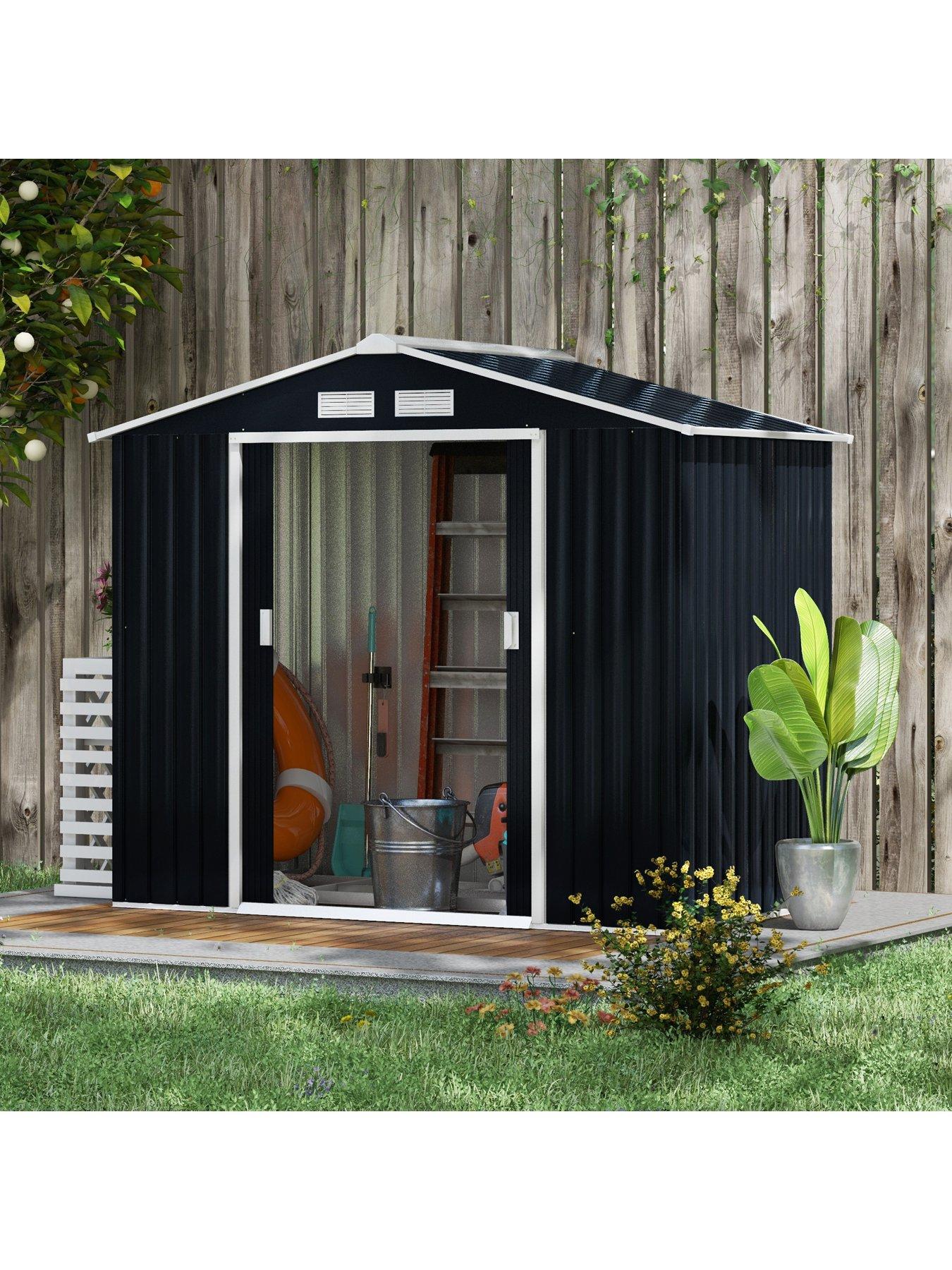 outsunny-7-x-4ft-garden-shed-storage-with-locking-door-and-foundation-kit-dark-greyoutfit